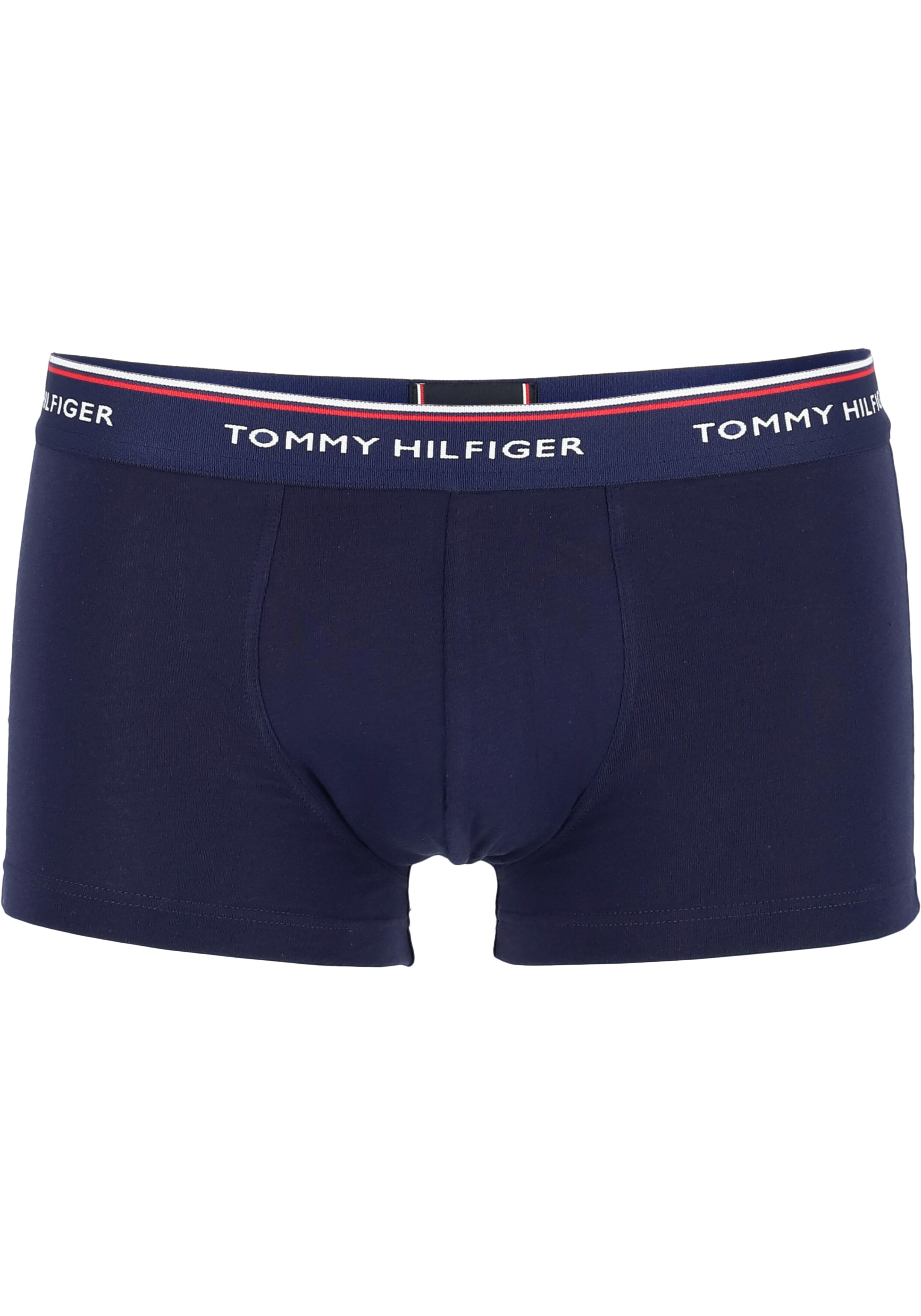 Tommy Hilfiger low rise trunk (3-pack), lage heren boxers kort, blauw met 3 kleuren tailleband