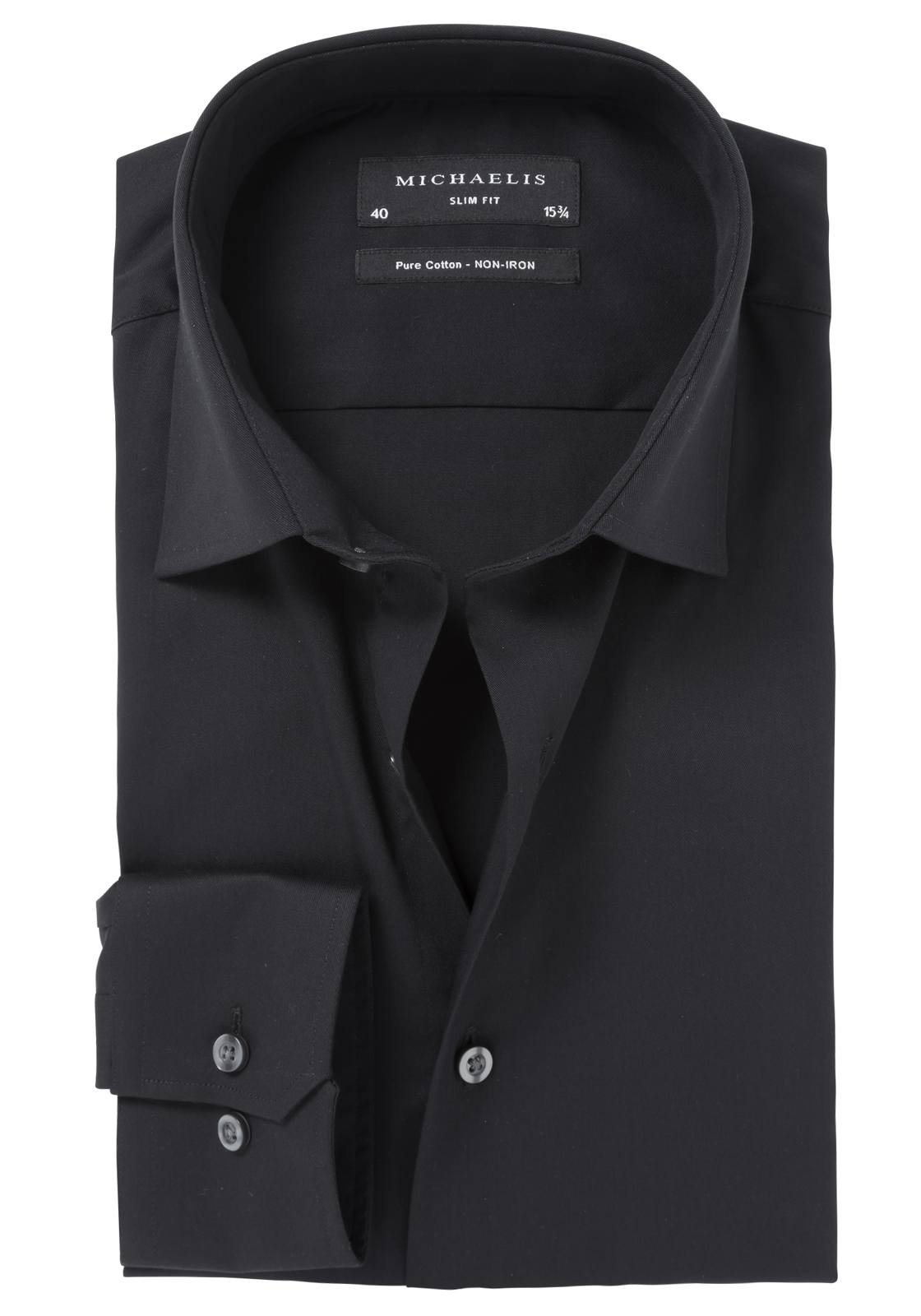 michaelis_overhemdPM0H000011-01_copy Michaelis slim fit overhemd, twill, zwart