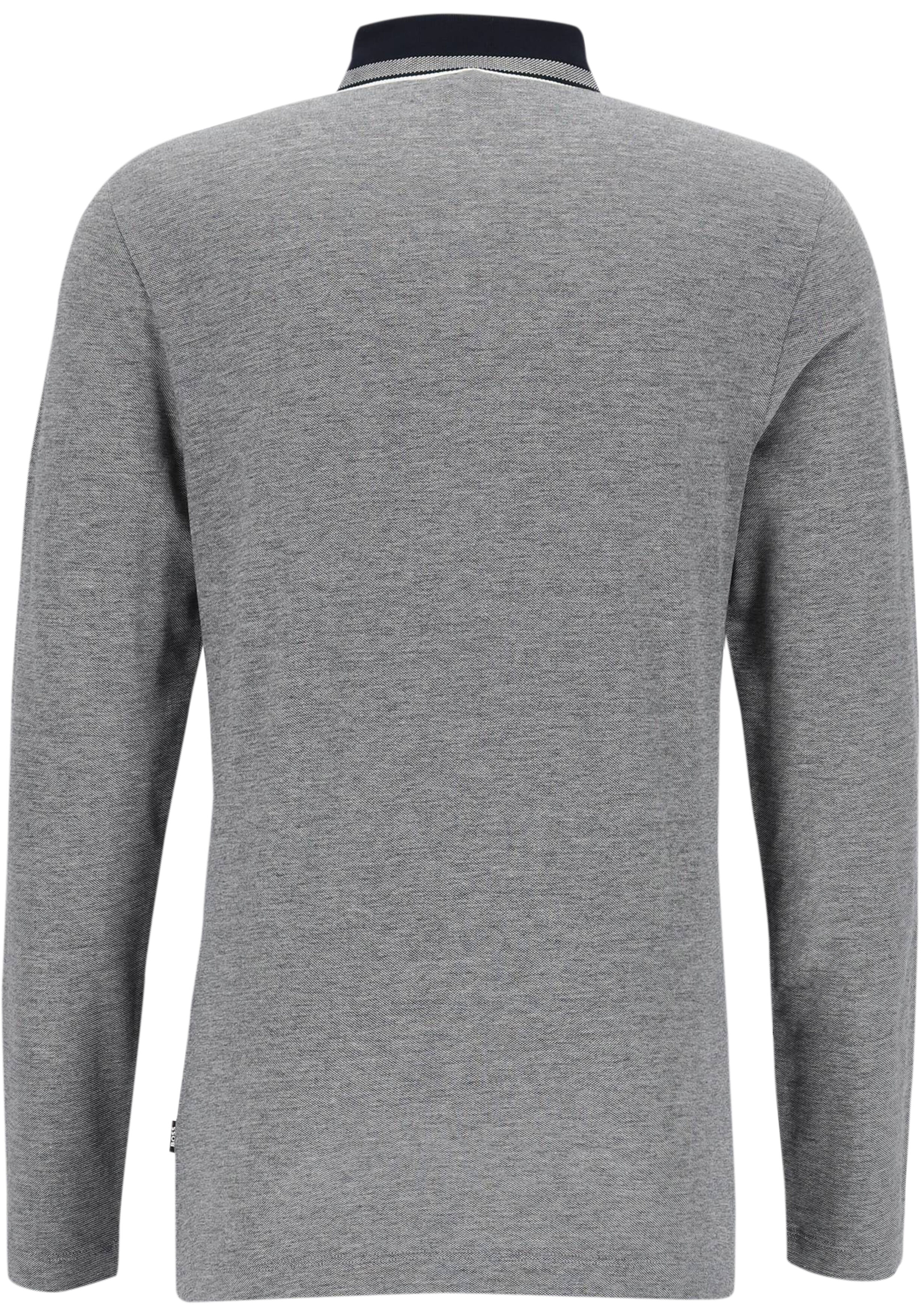 BOSS Pittman slim fit polo lange mouw, jersey, donkerblauw