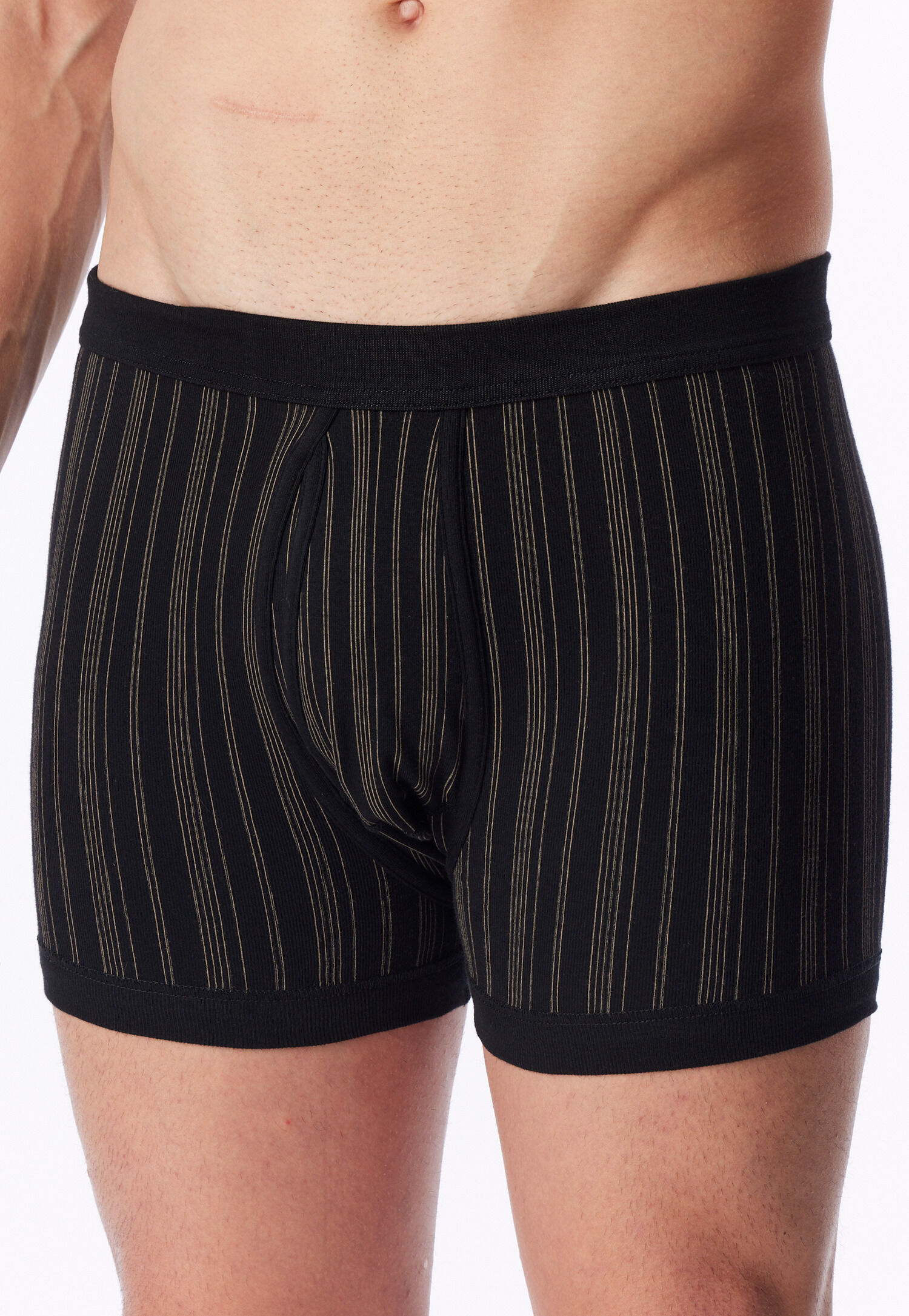 SCHIESSER Original Classics shorts (2-pack), Feinripp met gulp, zwart gestreept           
