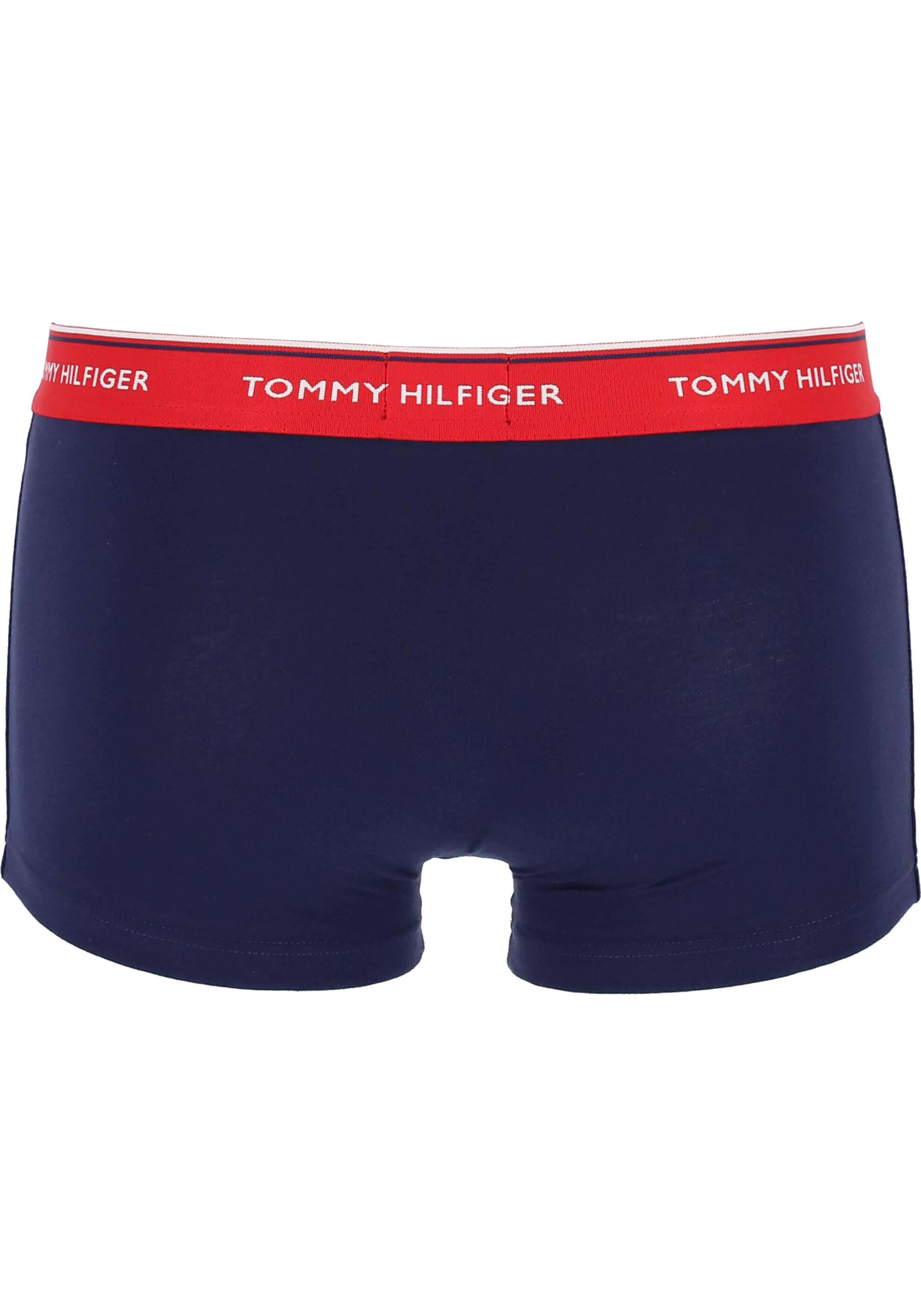 Tommy Hilfiger low rise trunk (3-pack), lage heren boxers kort, blauw met 3 kleuren tailleband