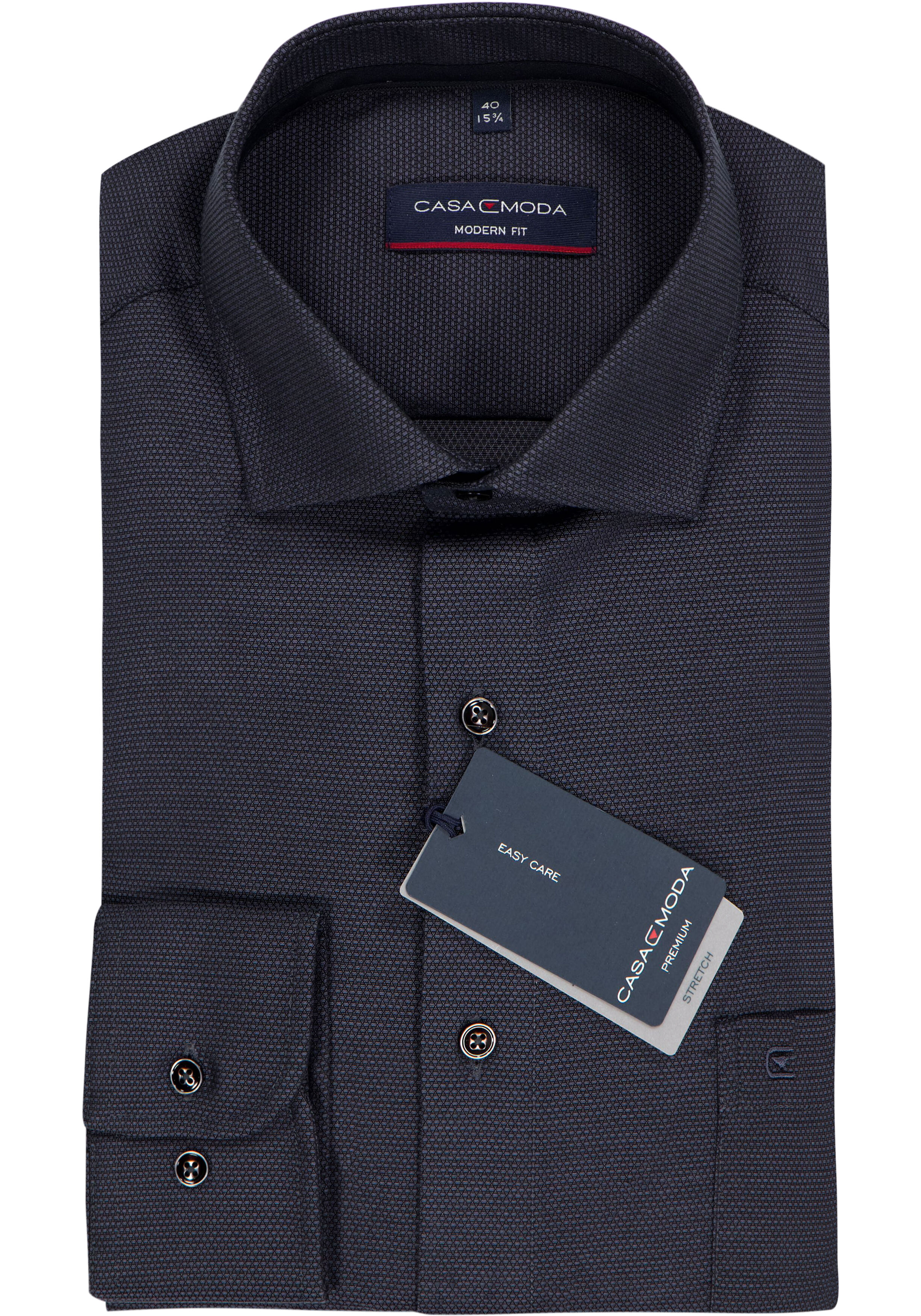 CASA MODA modern fit overhemd, dobby, antraciet