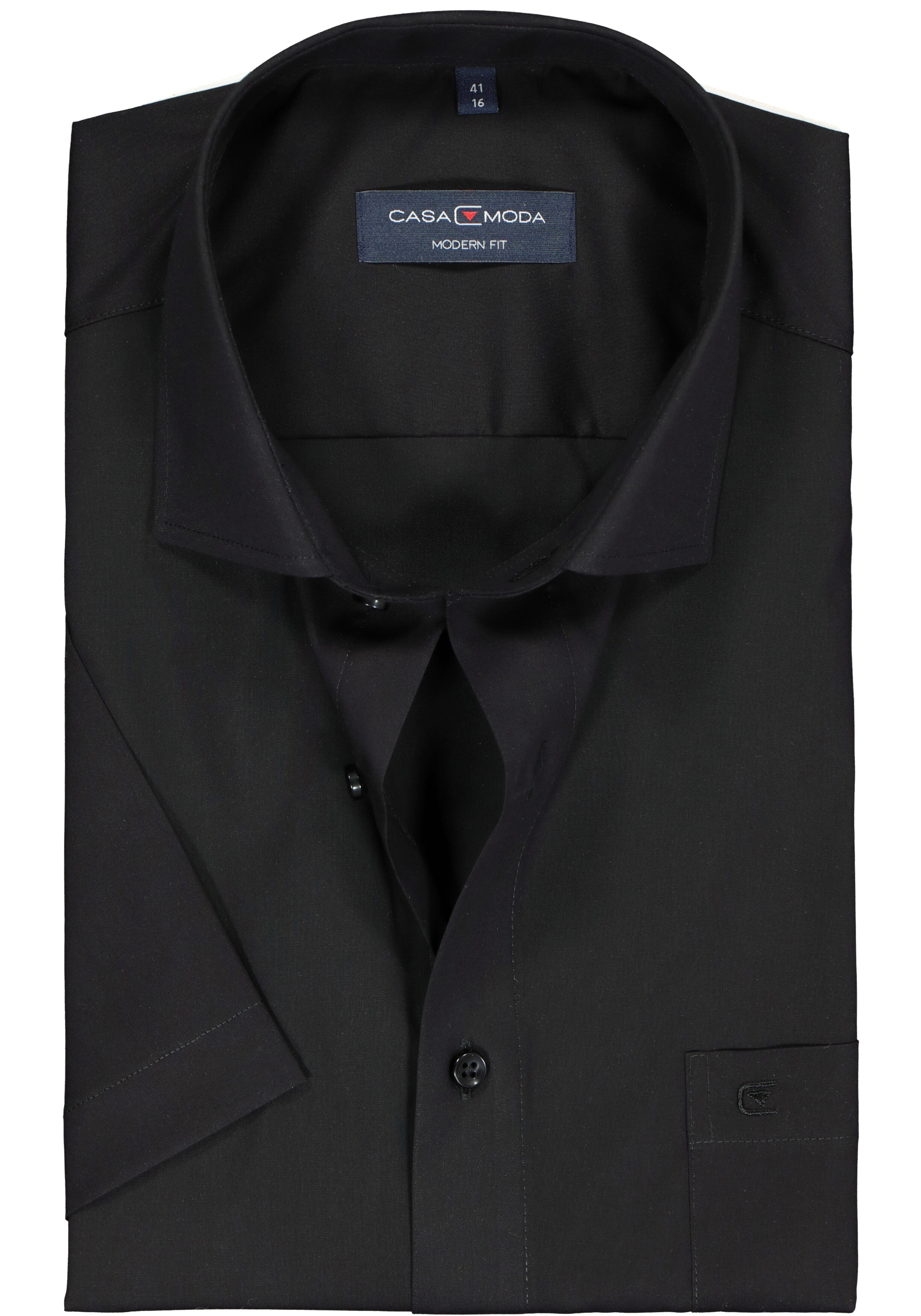 CASA MODA modern fit overhemd, korte mouw, zwart