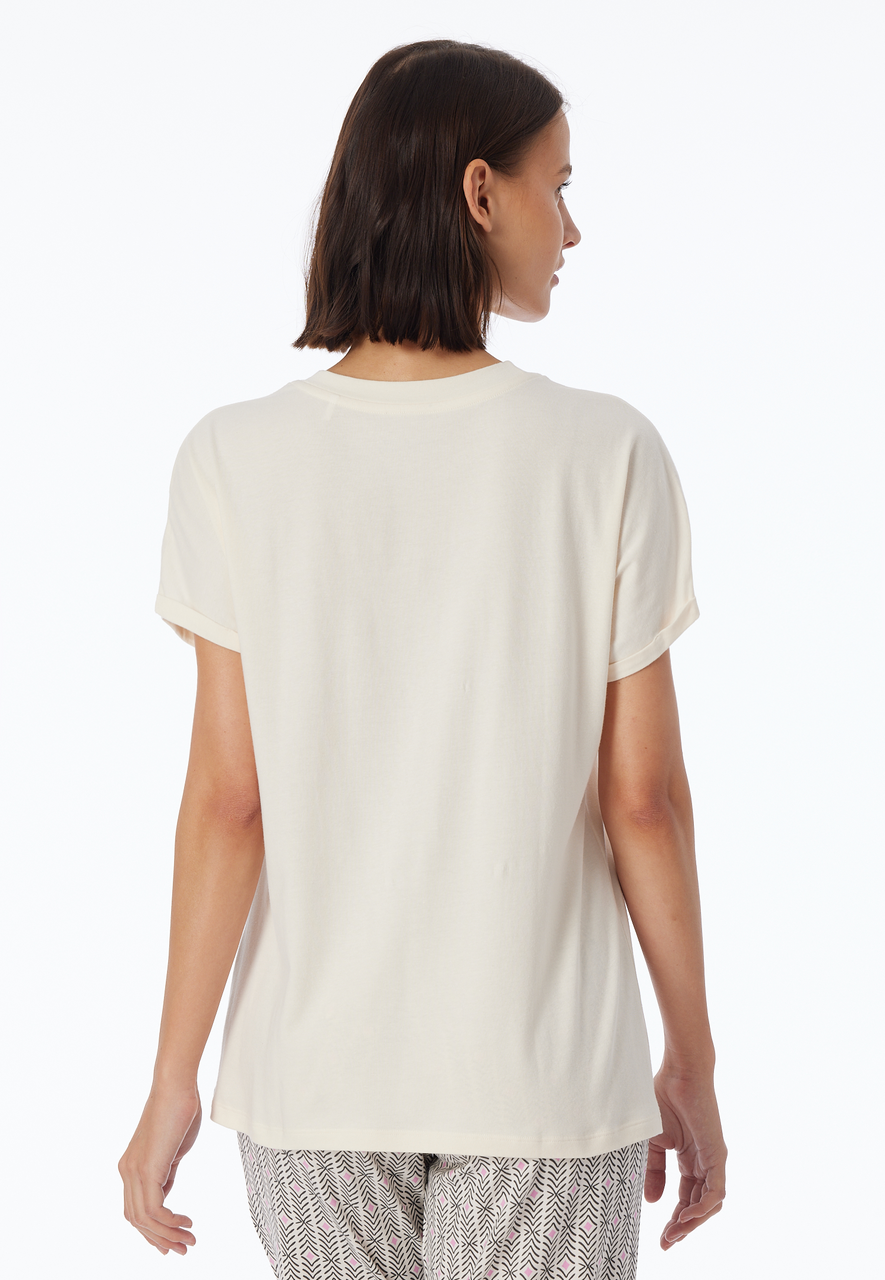 SCHIESSER Mix+Relax T-shirt, dames shirt korte mouw roomwit