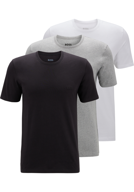 HUGO BOSS Classic T-shirts regular fit (3-pack), heren T-shirts O-hals, zwart, grijs, wit HUGO BOSS Classic T-shirts regular fit (3-pack), heren T-shirts O-hals, zwart, grijs, wit