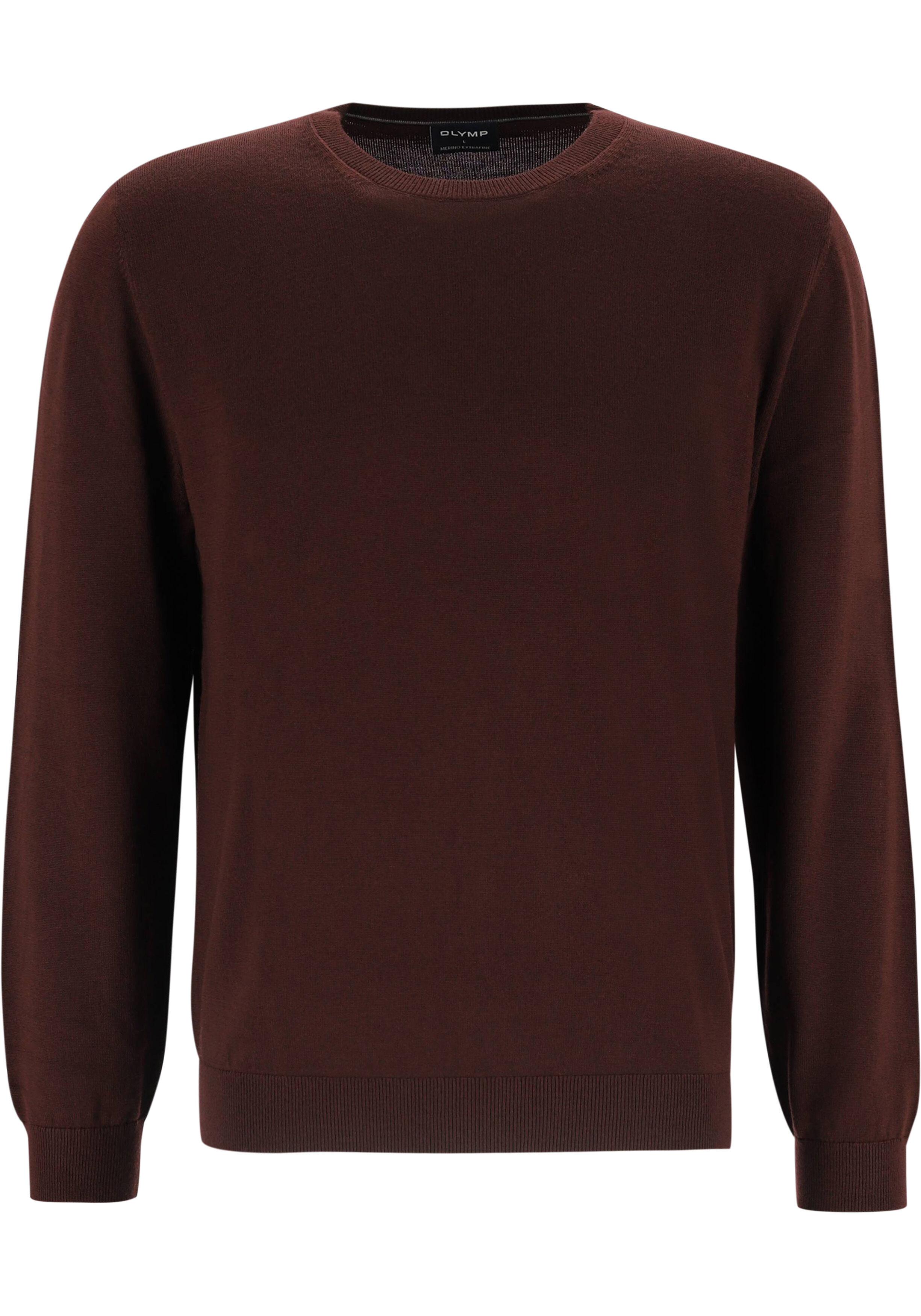 OLYMP Casual modern fit trui wol, O-hals, bordeauxrood