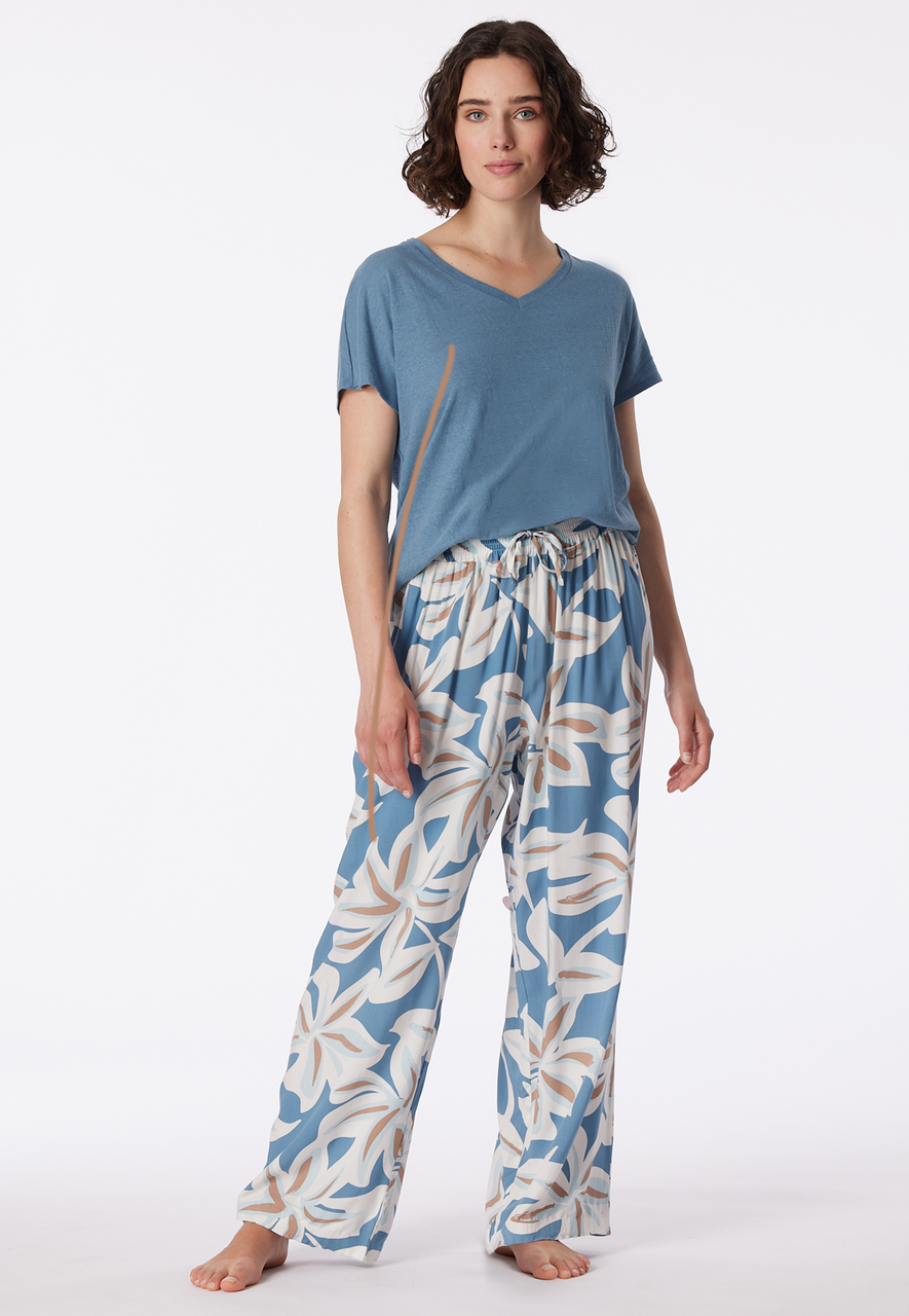 SCHIESSER Mix+Relax loungebroek lang, dames loungebroek lang viscose bloemenprint multicolour