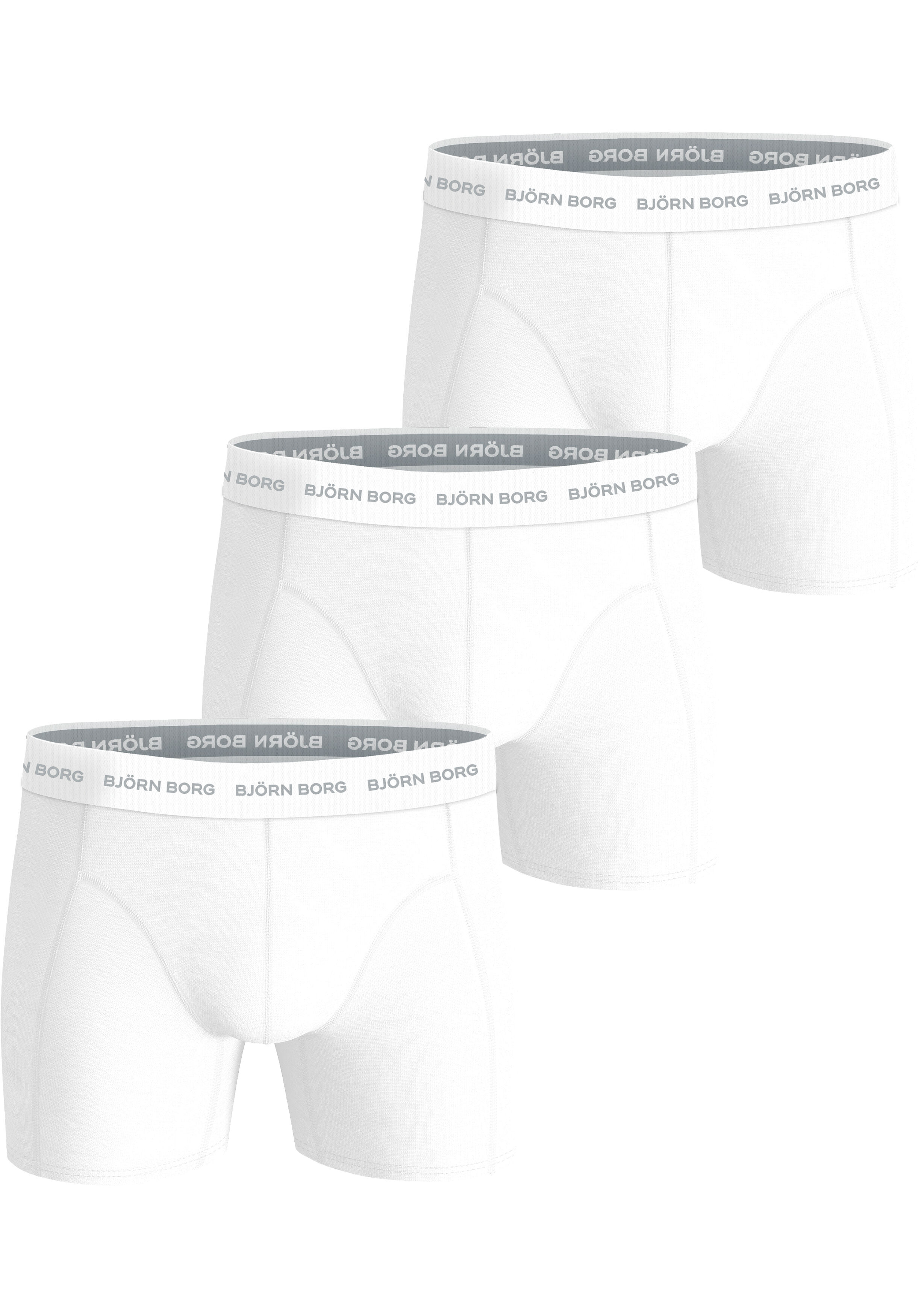 Bjorn Borg Cotton Stretch boxers, heren boxers normale lengte (3-pack), wit, wit, wit