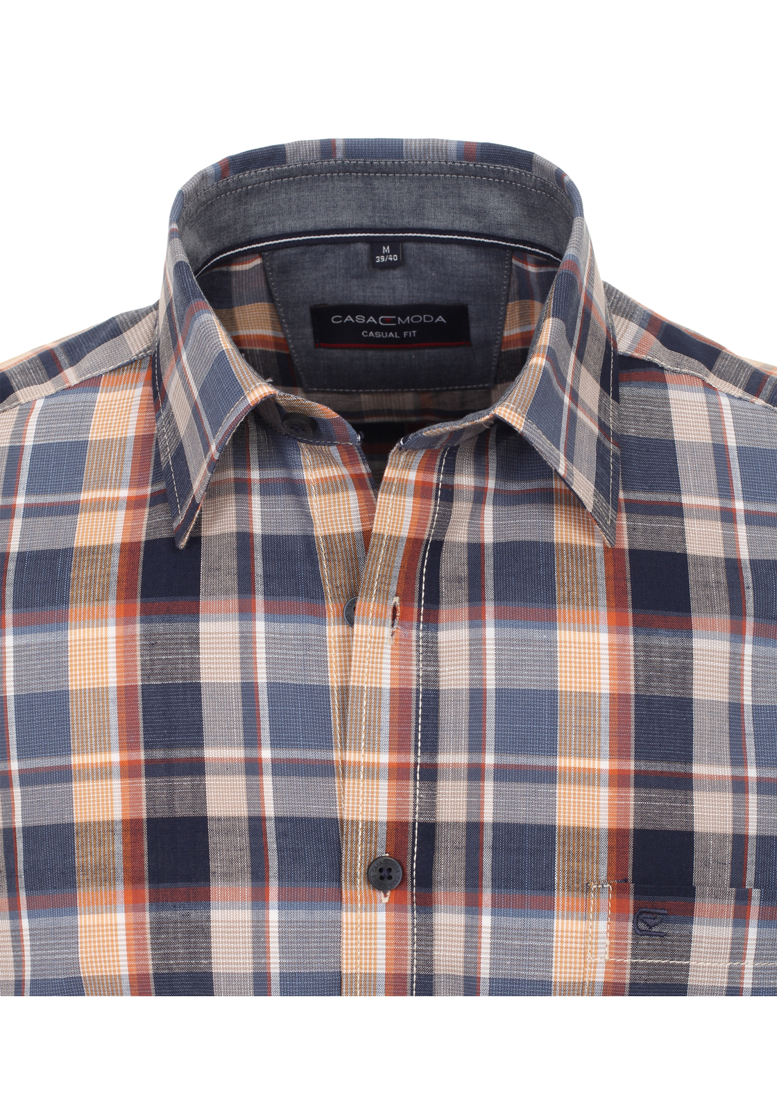 CASA MODA Sport casual fit overhemd, korte mouw, chambray, blauw geruit - 944199300-100 CASA MODA Sport casual fit overhemd, korte mouw, chambray, blauw geruit - 944199300-100