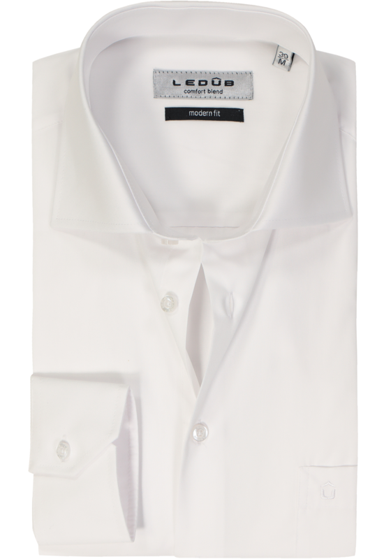 Ledub modern fit overhemd, mouwlengte 72 cm, wit Ledub modern fit overhemd, mouwlengte 72 cm, wit