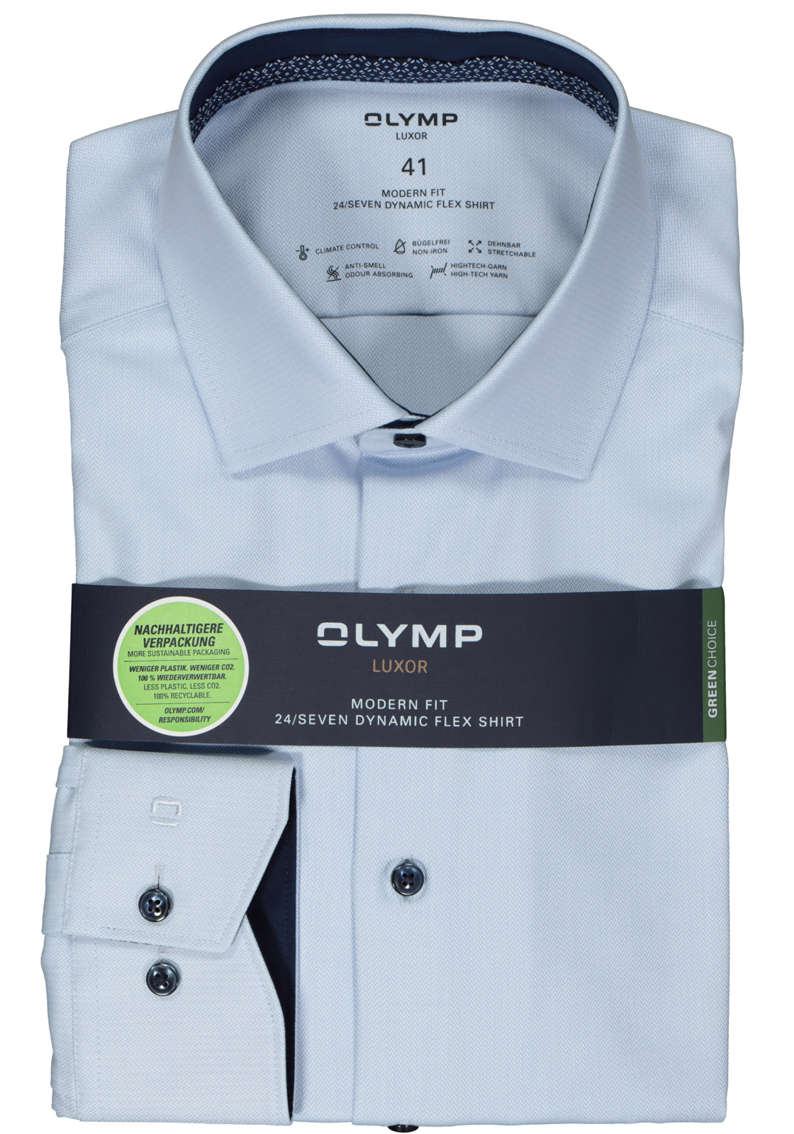 2-4066425499108_olymp-overhemd_HR OLYMP 24/7 modern fit overhemd, herringbone, lichtblauw (contrast)