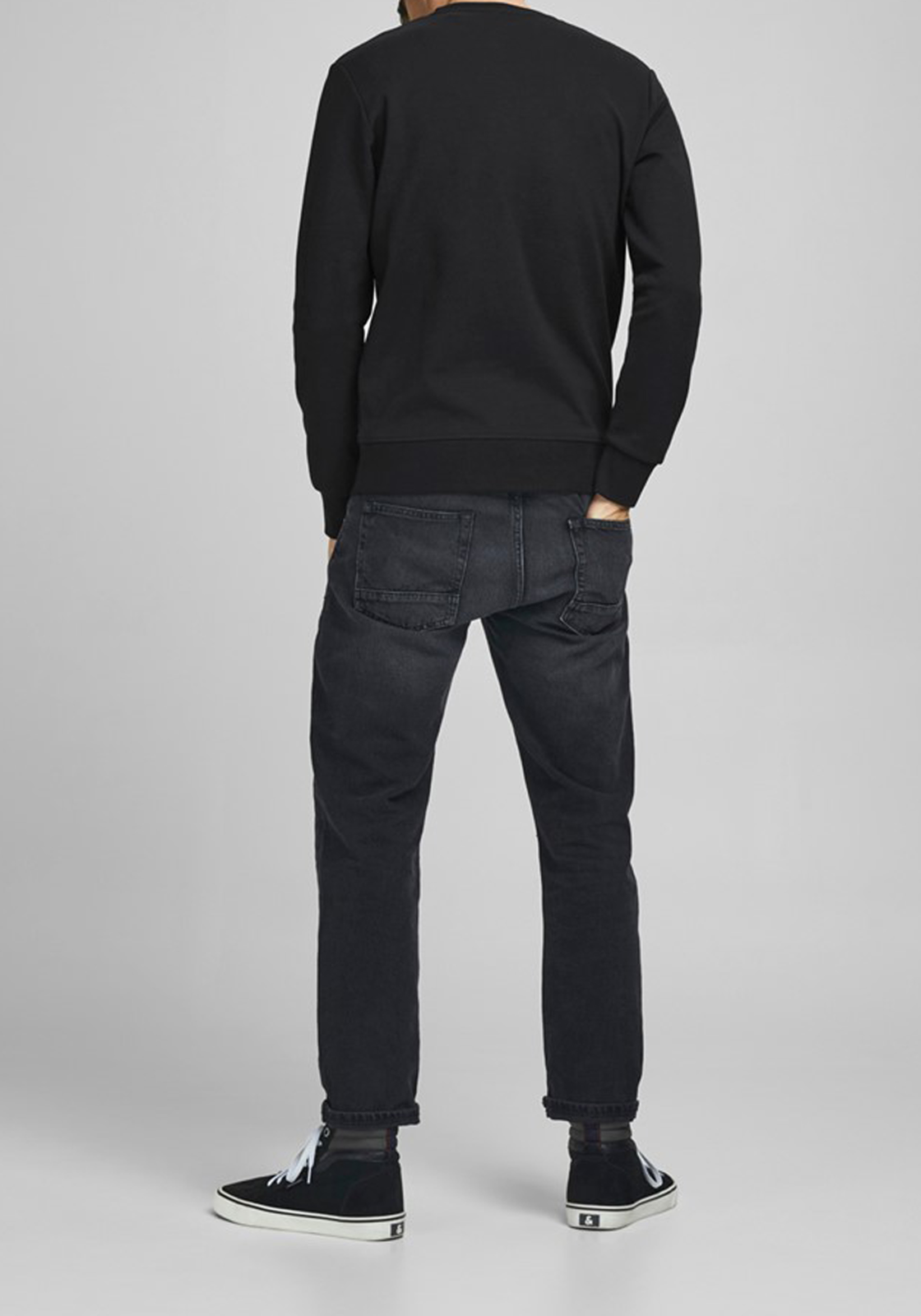 2-5714924711632-jackjones-trui_HR JACK & JONES sweatshirt katoen, O-hals, zwart