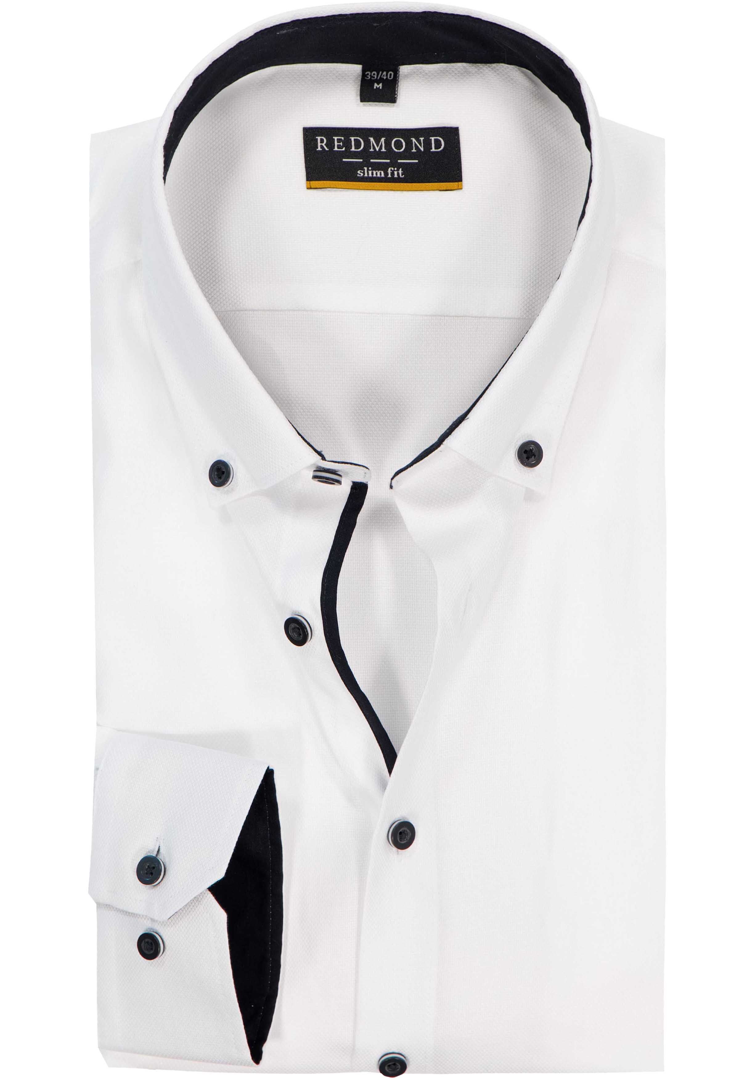 Redmond slim fit overhemd, popeline, wit
