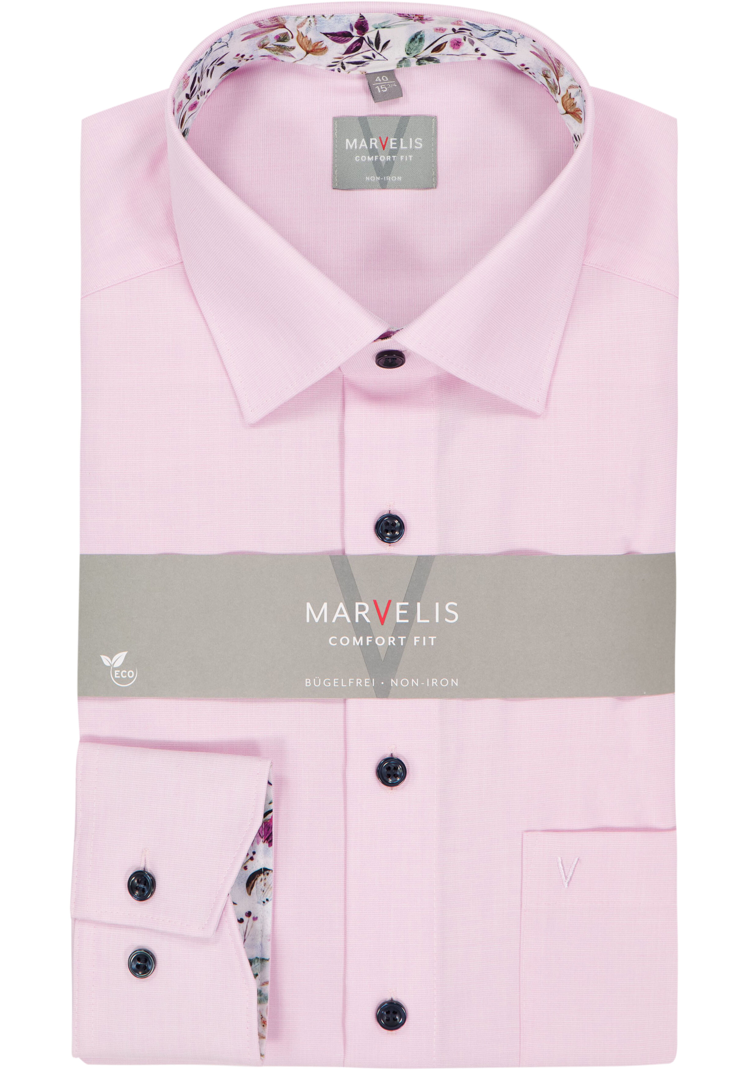 MARVELIS comfort fit overhemd, fil a fil, roze