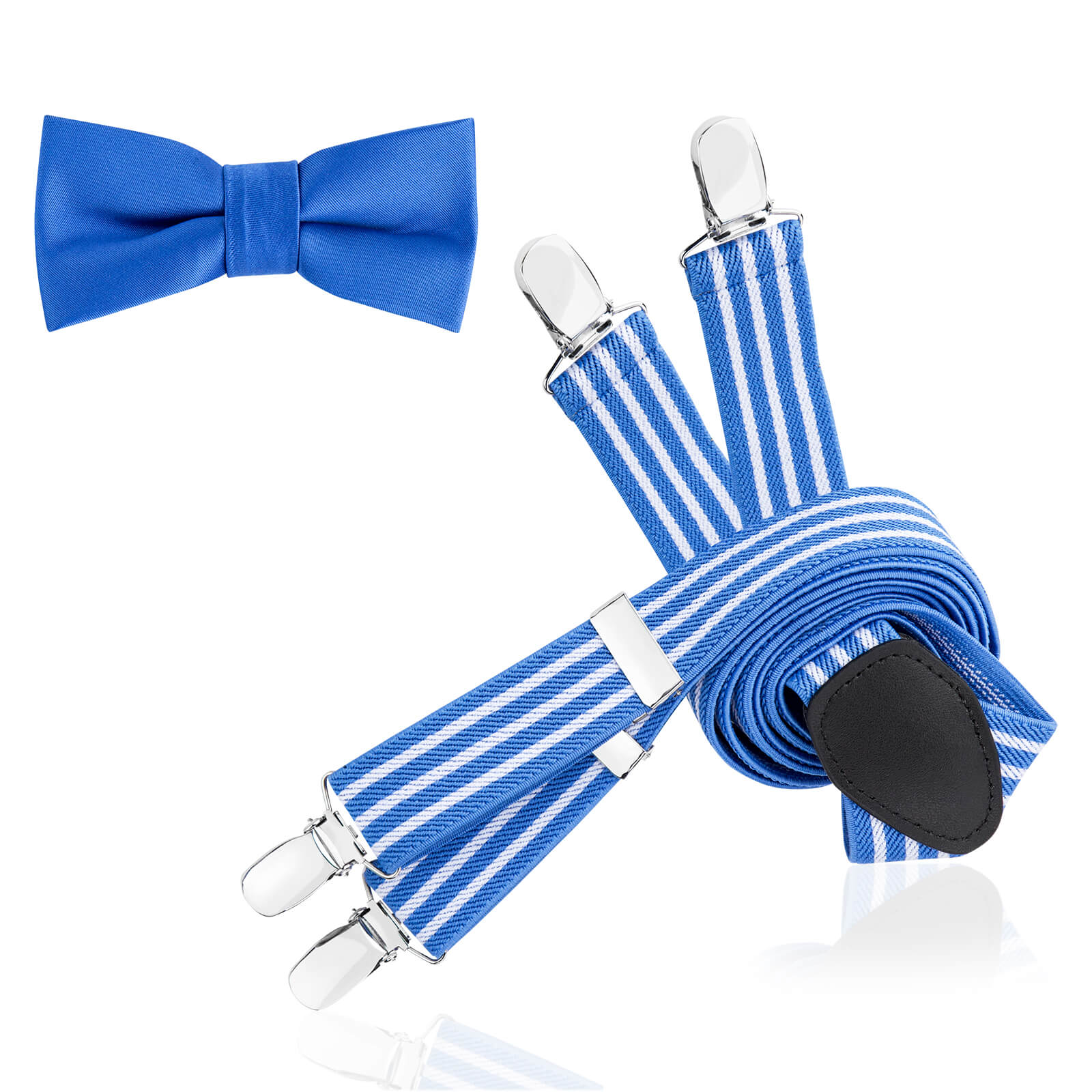 LINDENMANN heren bretels Y-vorm met strikje, blauw gestreept