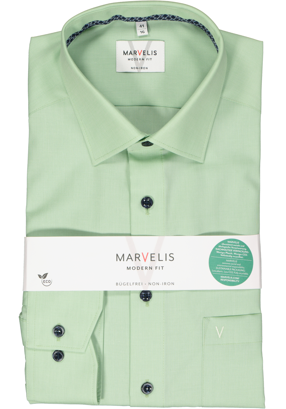 2-4062534790419_marvelis-overhemd_HR MARVELIS modern fit overhemd, structuur, lichtgroen