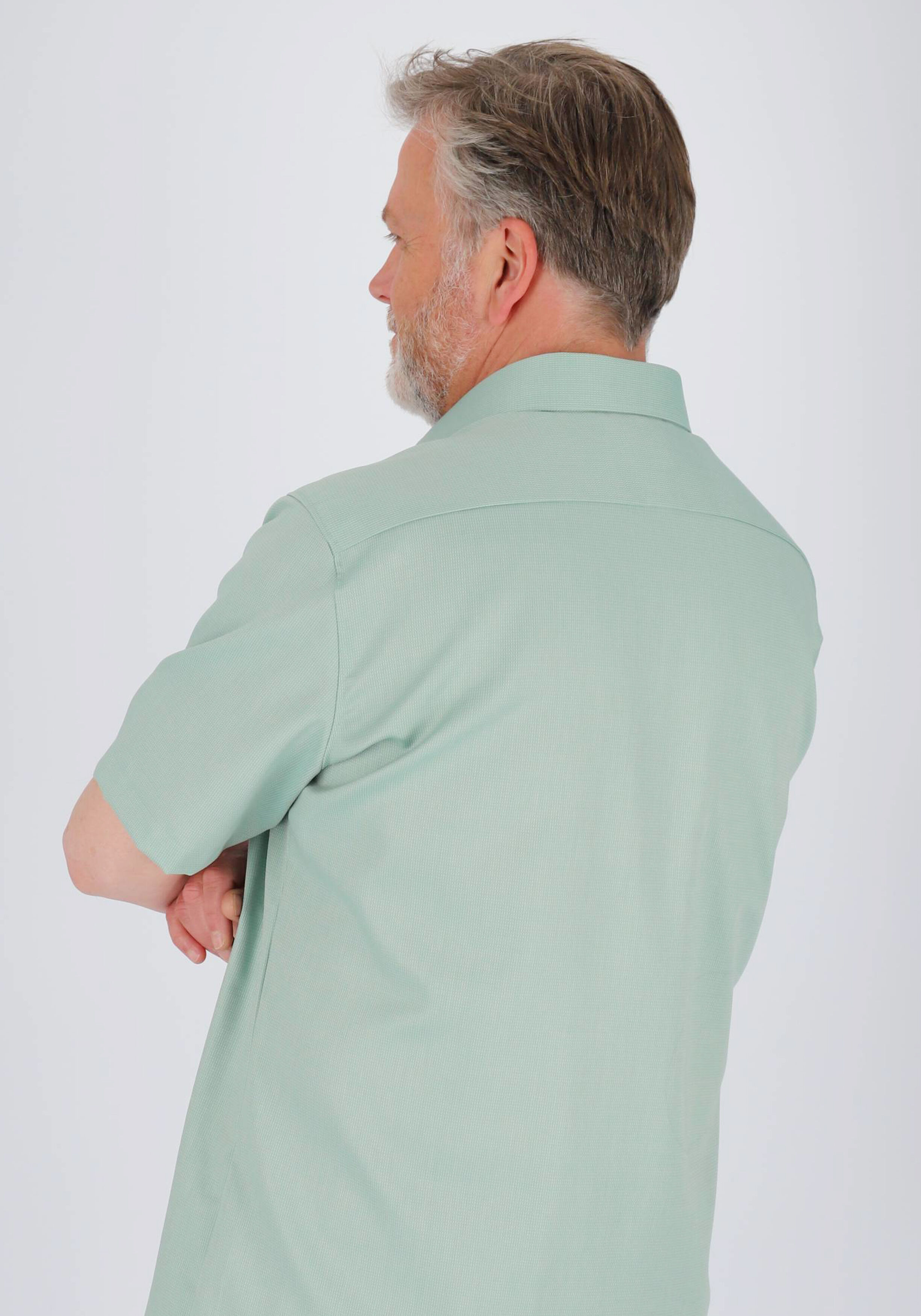 MARVELIS modern fit overhemd, korte mouw, structuur, groen