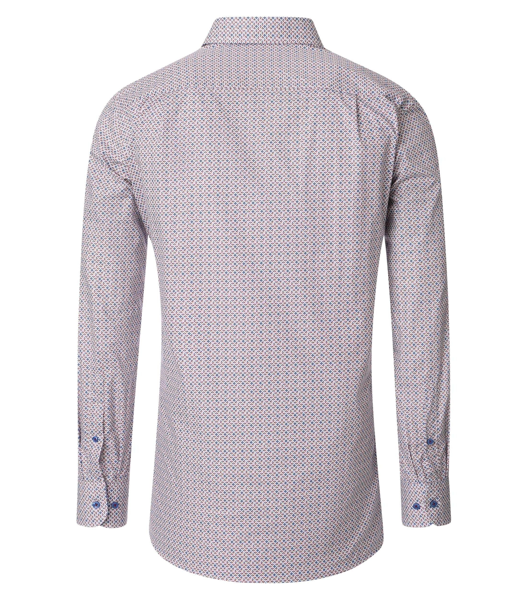CASA MODA comfort fit overhemd, popeline, rood, wit en blauw dessin