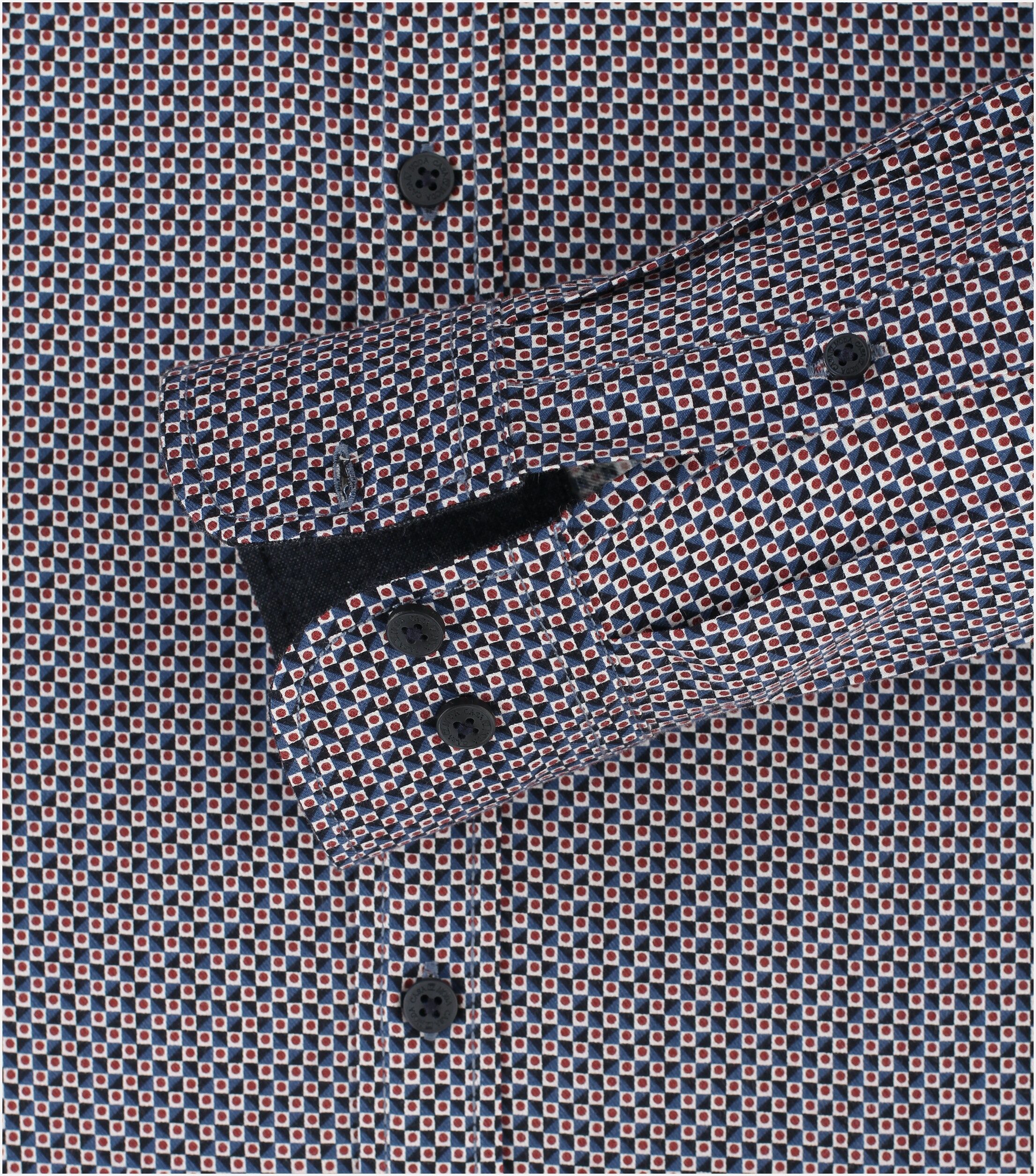 CASA MODA Sport comfort fit overhemd, twill, oranje dessin