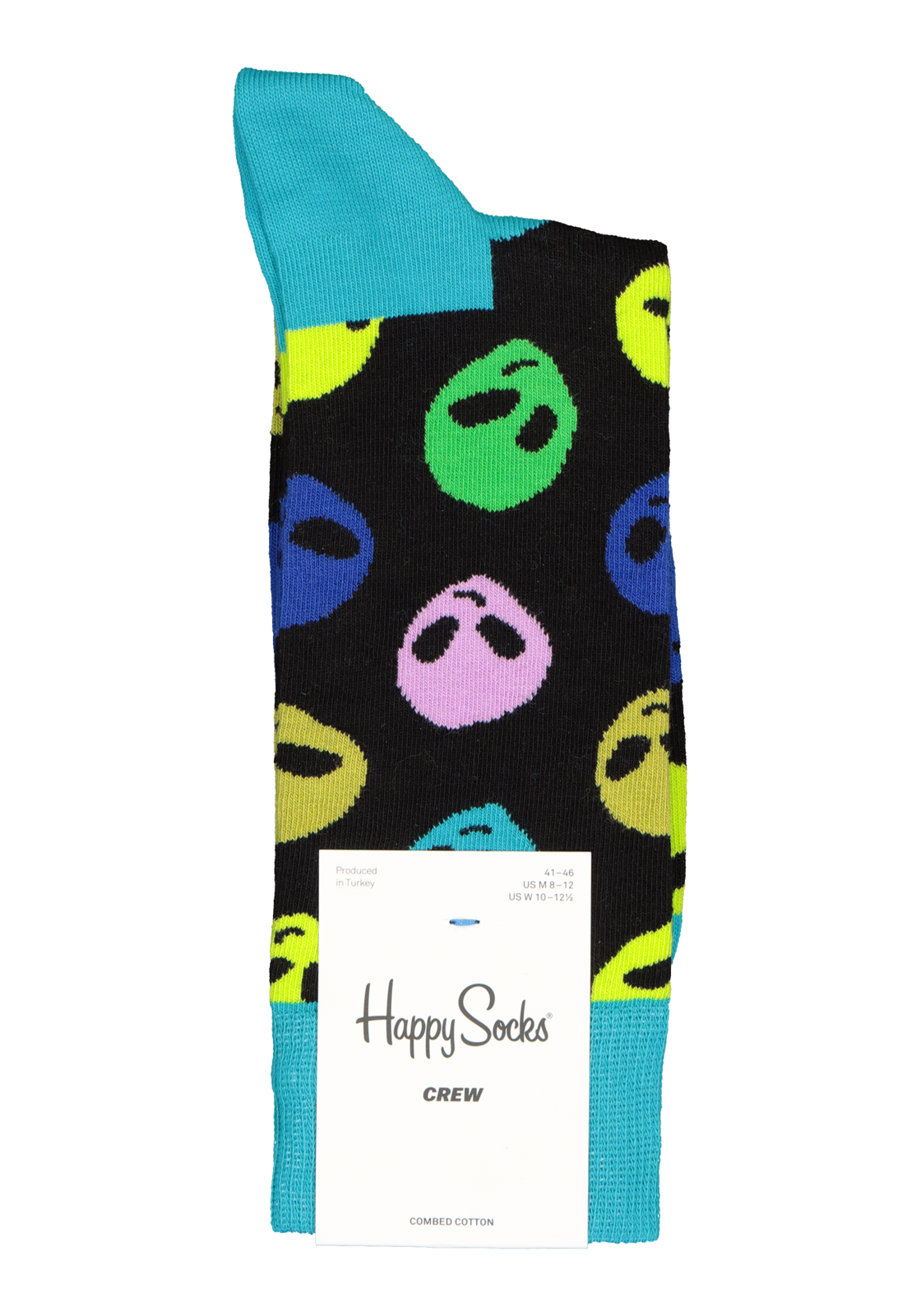 3-7333102533989_happy_socks__HR Happy Socks Alien Sock, zwart met ruimte mannetjes