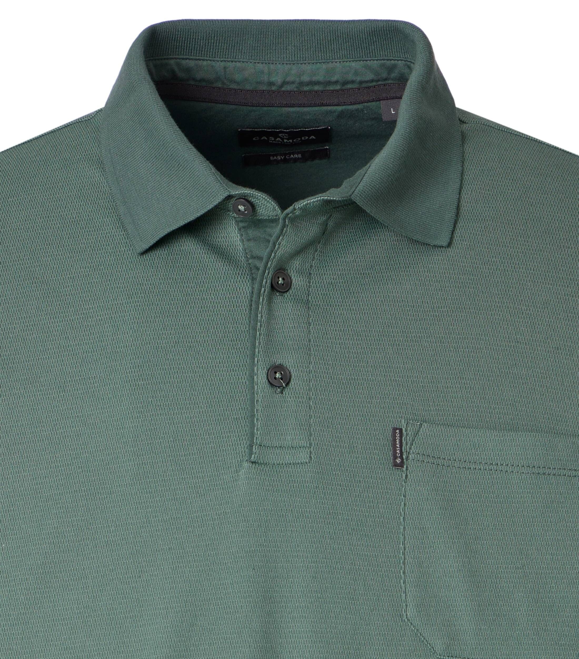 CASA MODA comfort fit heren polo lange mouw, groen dessin