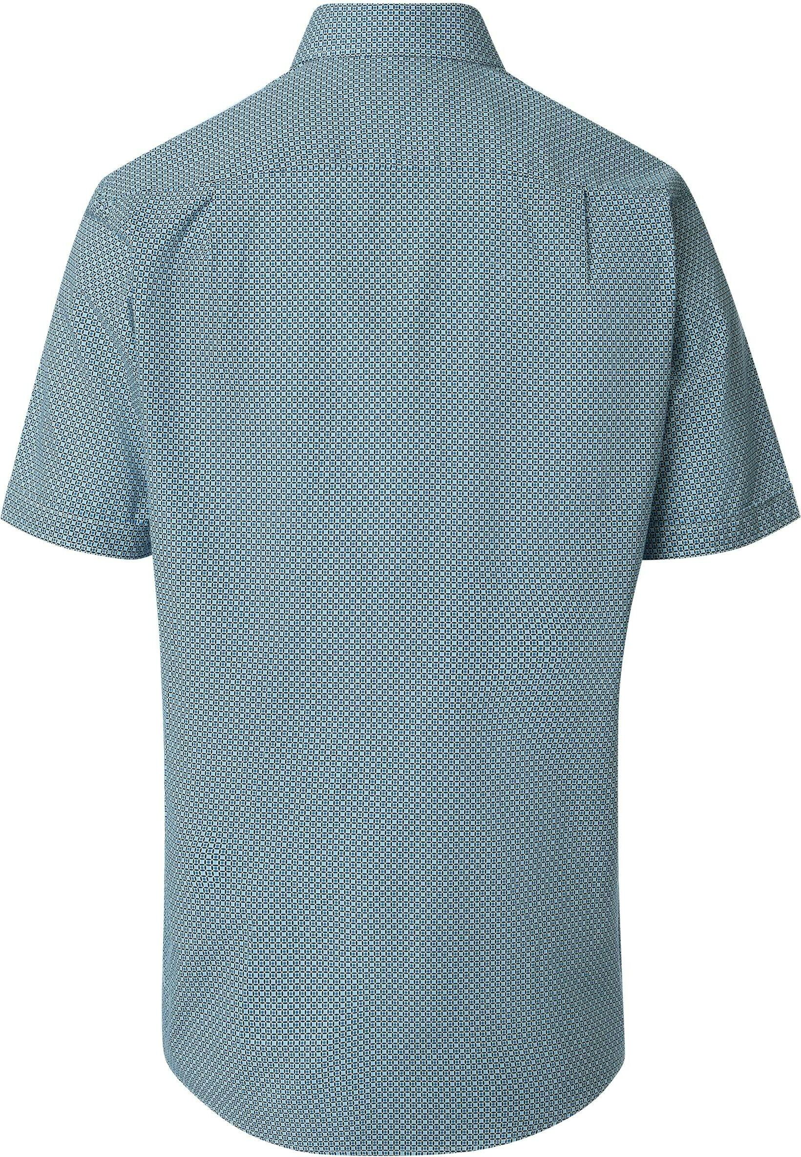 Redmond comfort fit overhemd, korte mouw, popeline, lichtblauw, donkerblauw, wit dessin