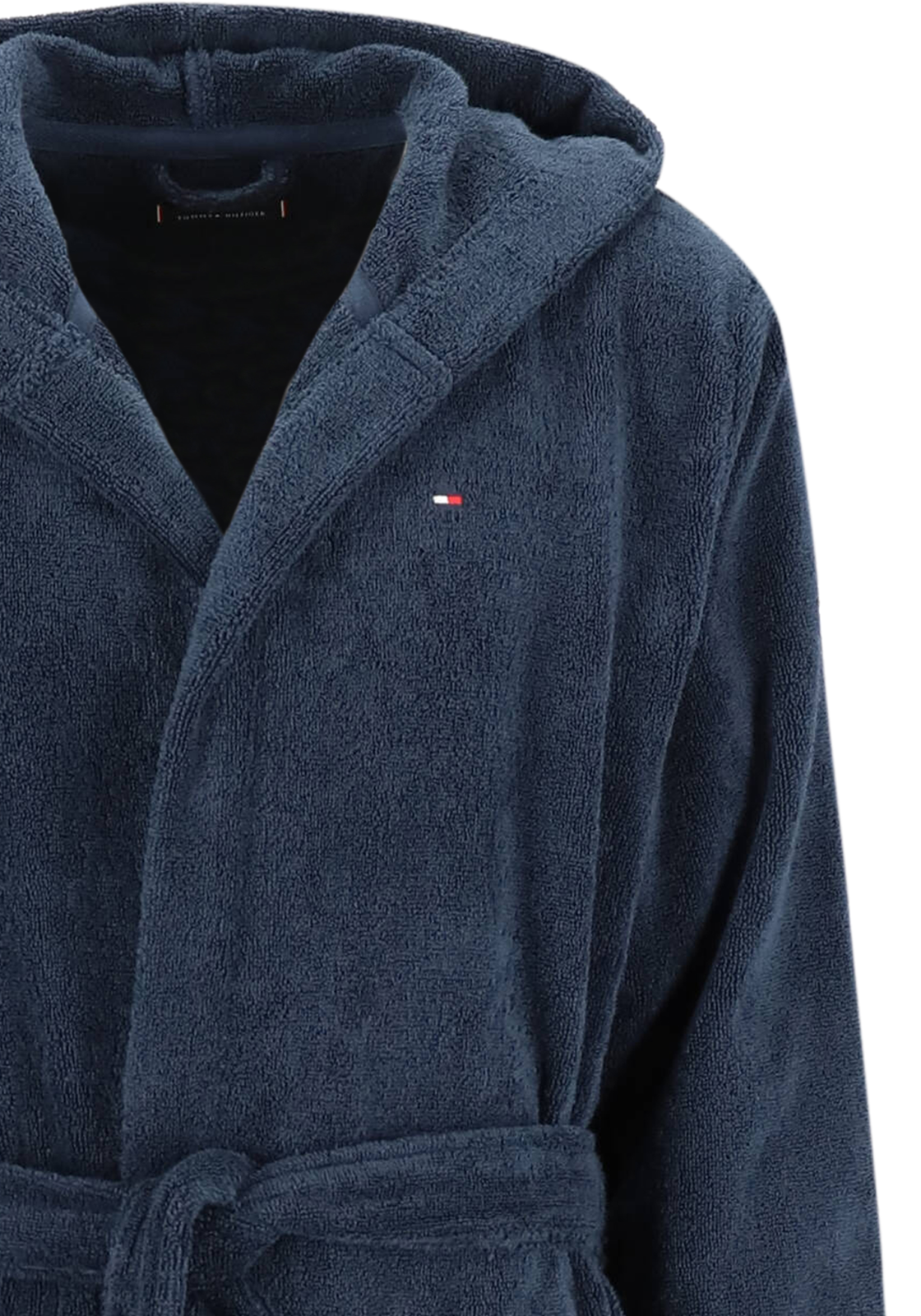 Tommy Hilfiger heren badjas, dik badstof met capuchon, blauw Tommy Hilfiger heren badjas, dik badstof met capuchon, blauw