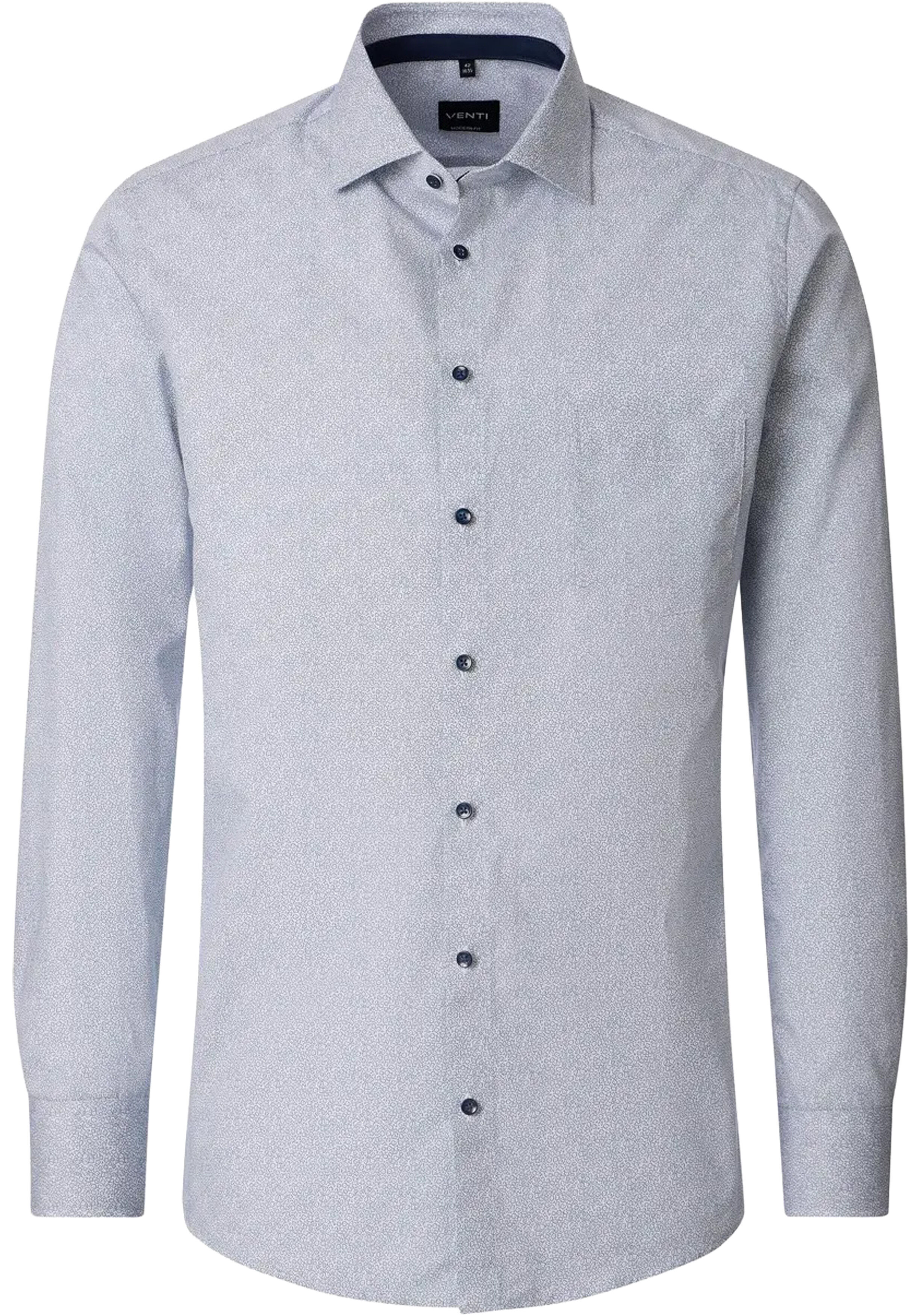 VENTI modern fit overhemd, popeline, wit, blauw dessin