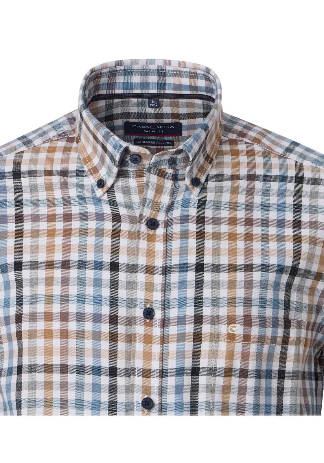 CASA MODA Sport casual fit overhemd, flanel, beige geruit - 444308000-600 CASA MODA Sport casual fit overhemd, flanel, beige geruit - 444308000-600