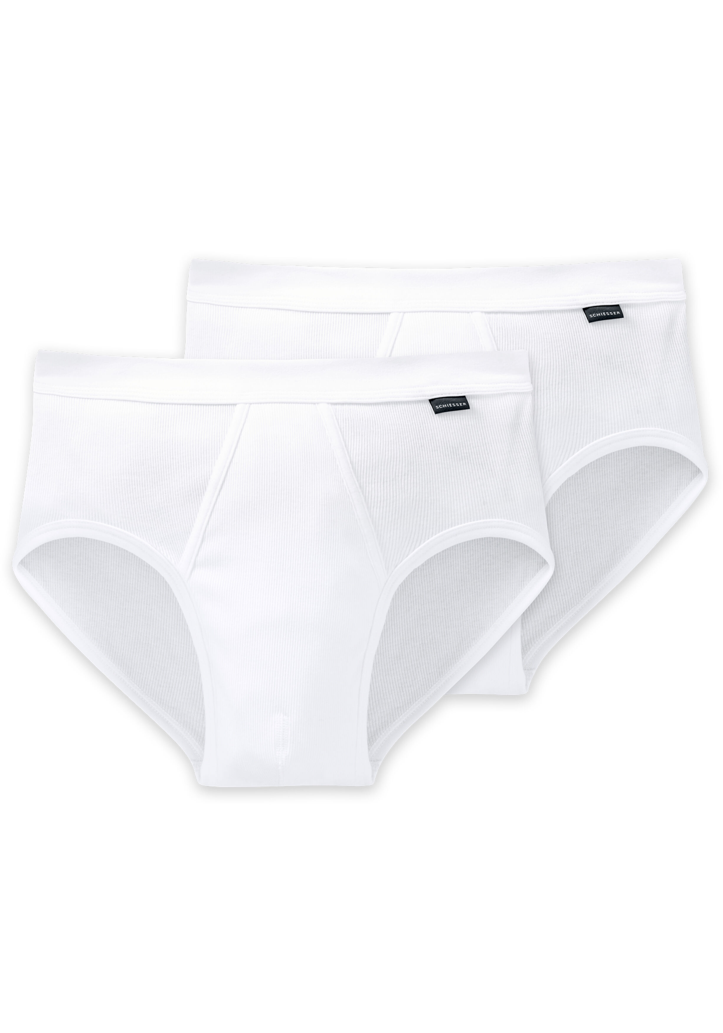 SCHIESSER Cotton Essentials sportslips (2-pack), Doppelripp met gulp, wit