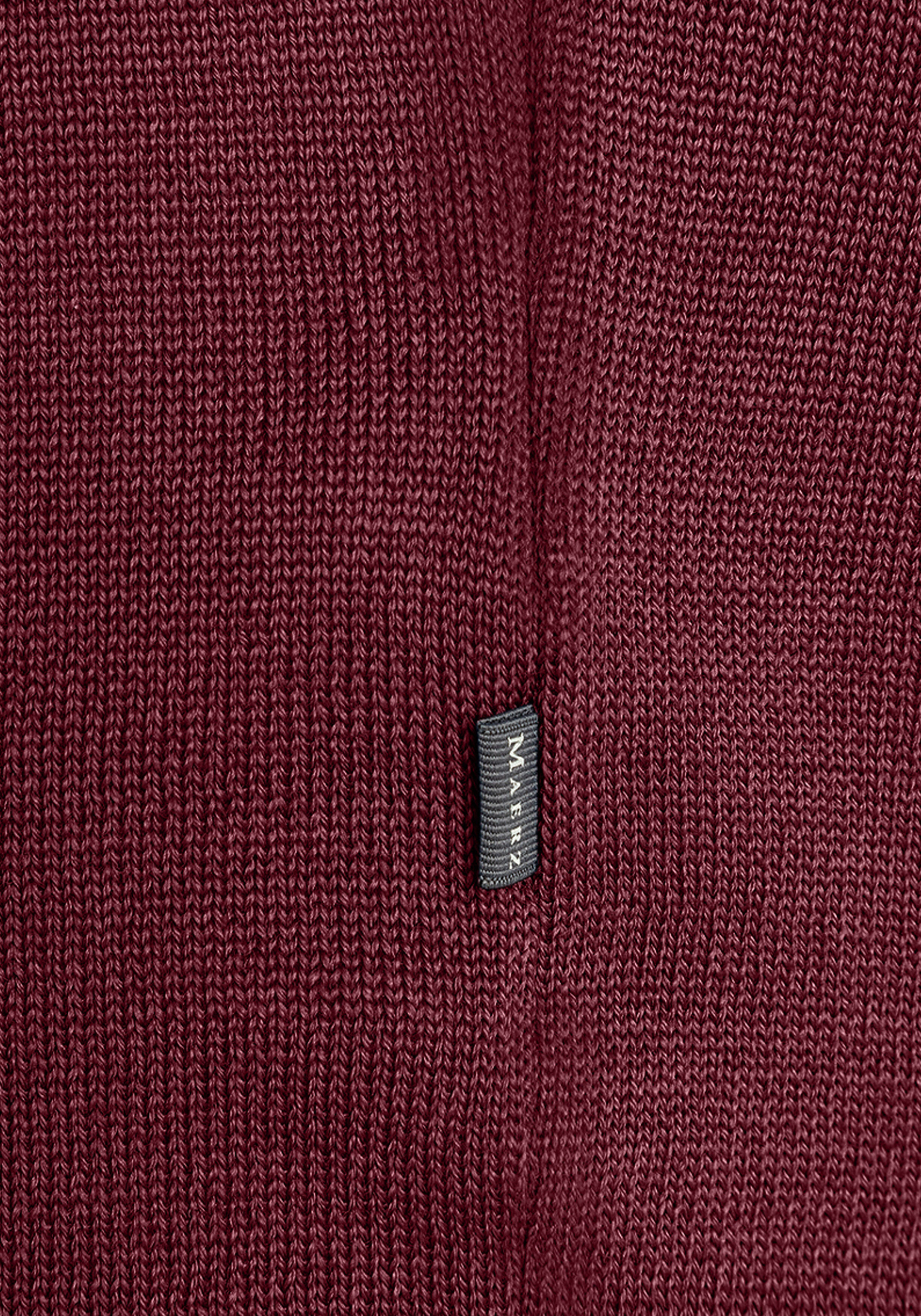 MAERZ Classic Fit heren trui met O-hals wol, wijnrood