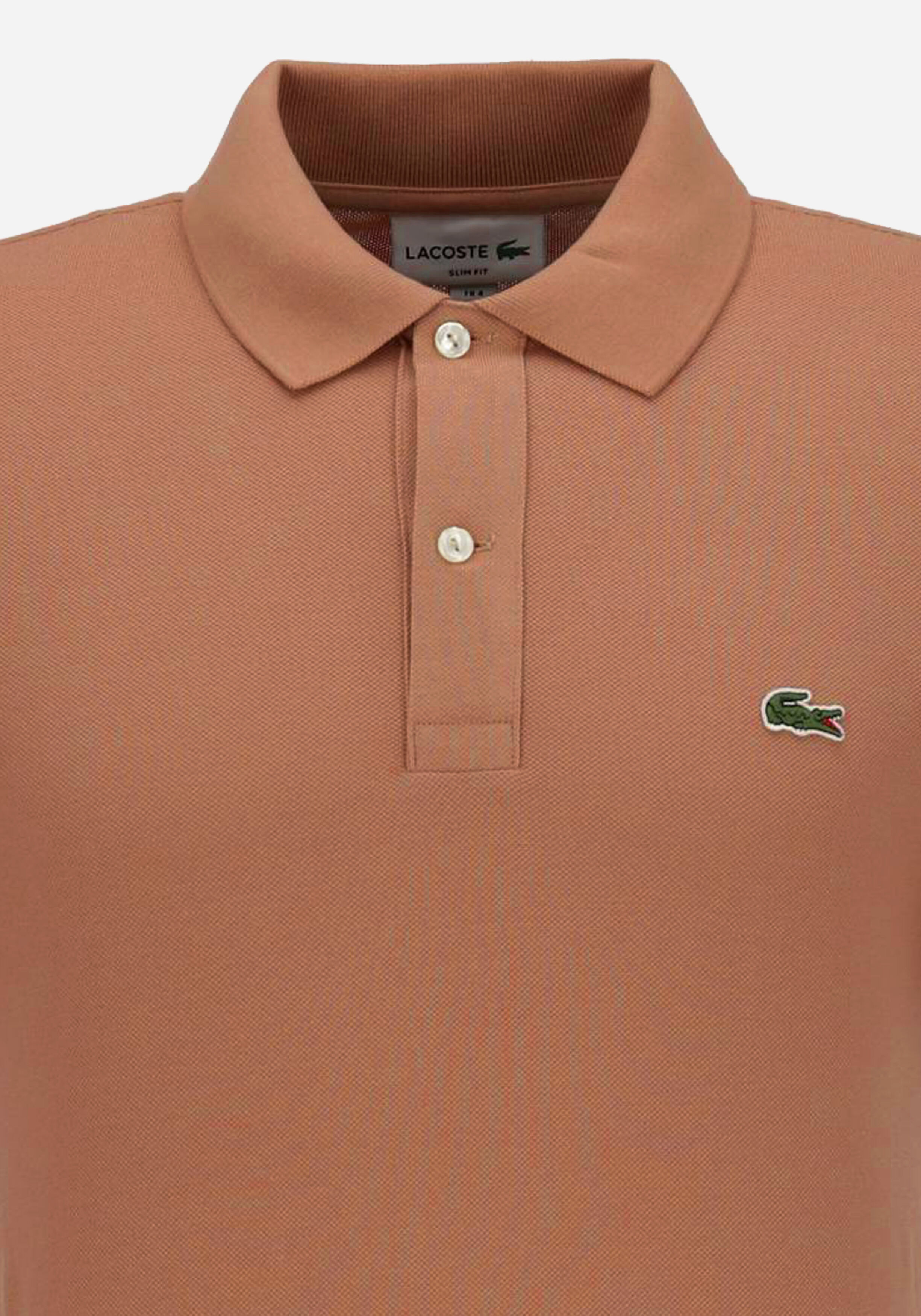Lacoste Slim Fit polo, pecannoot bruin