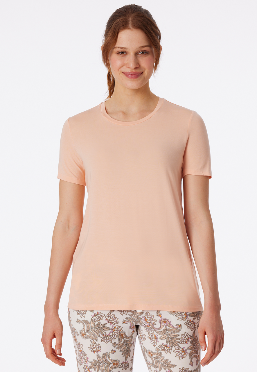 SCHIESSER Mix+Relax T-shirt, dames shirt korte mouw modal peach