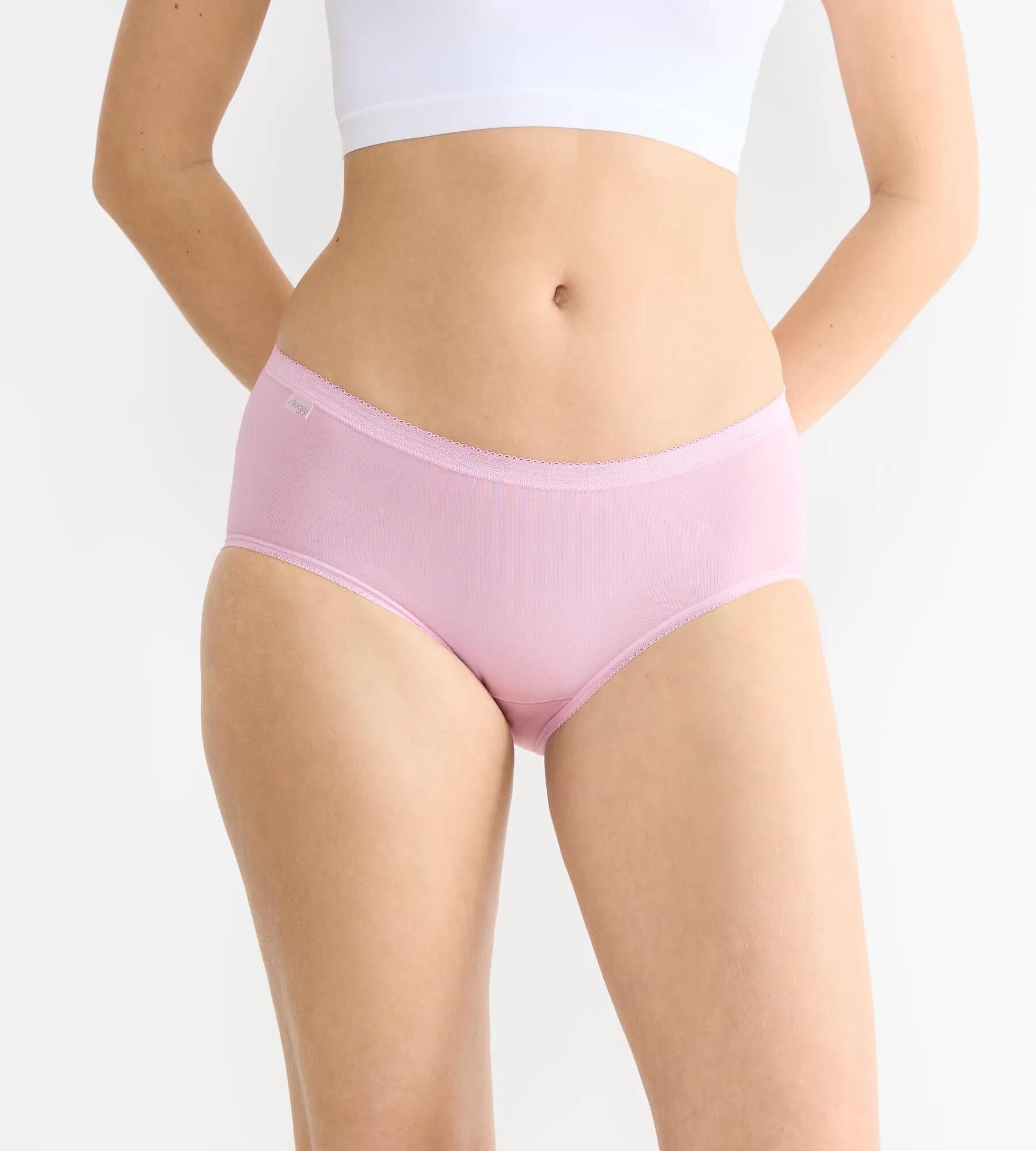 Sloggi Women Basic+ Midi (4-pack), dames slip, heel lichtroze, roze, aubergine en grijs