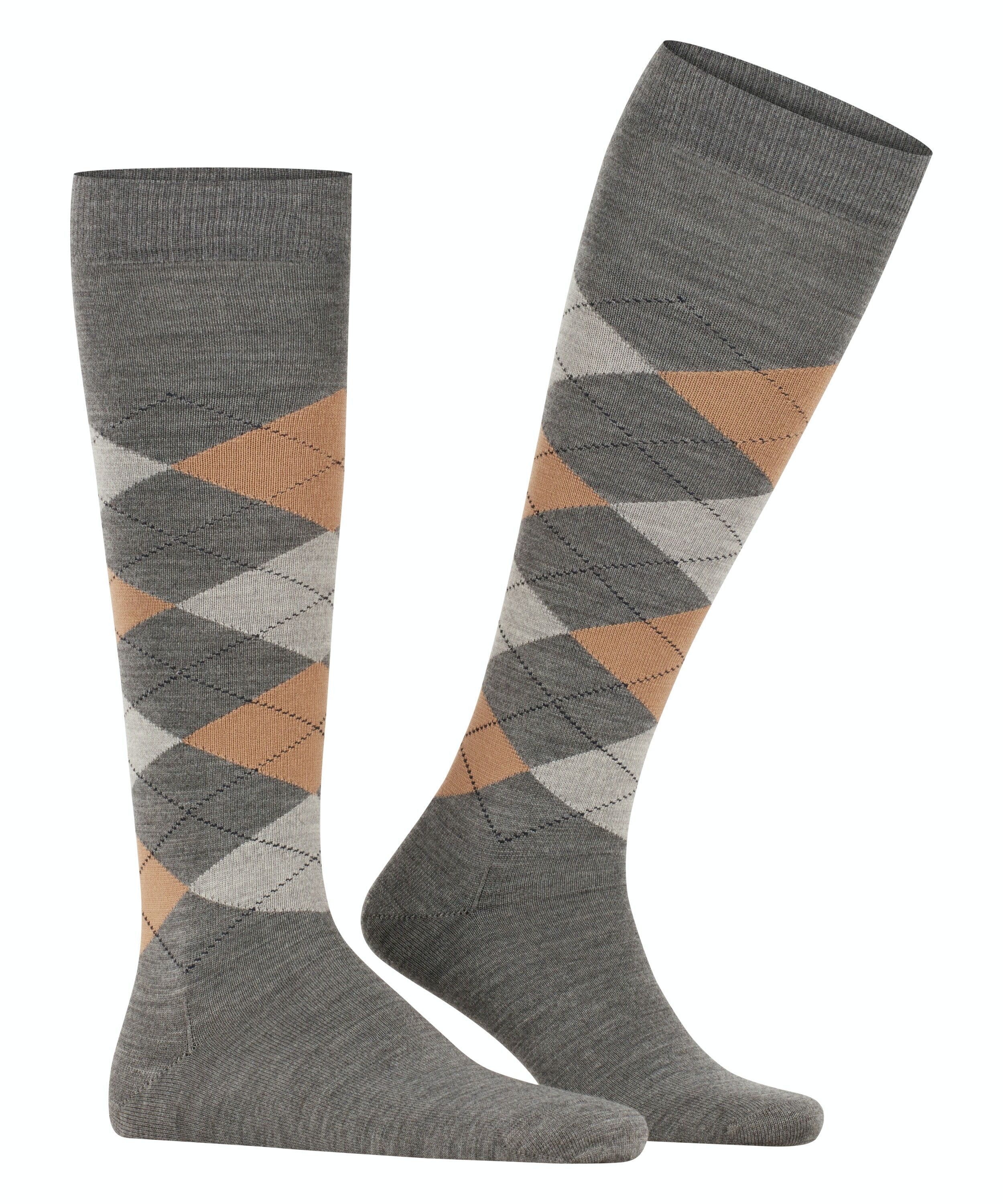 Burlington Edinburgh heren kniekousen, grijs (anthracite mel.)
