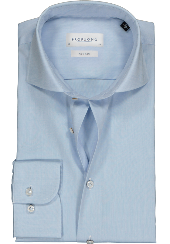 Profuomo slim fit overhemd, mouwlengte 72 cm, twill, lichtblauw Profuomo slim fit overhemd, mouwlengte 72 cm, twill, lichtblauw