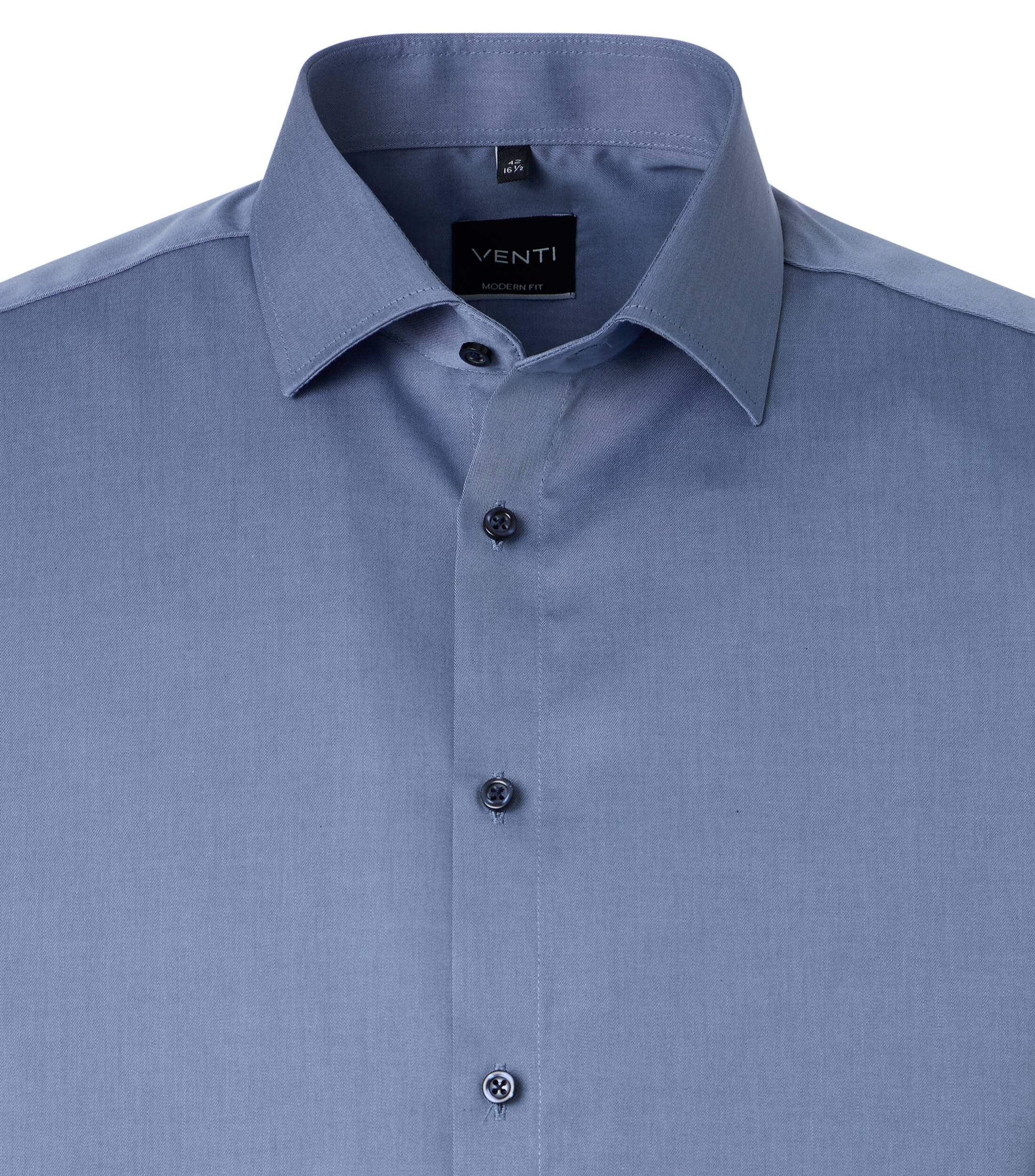VENTI modern fit overhemd, korte mouw, twill, blauw