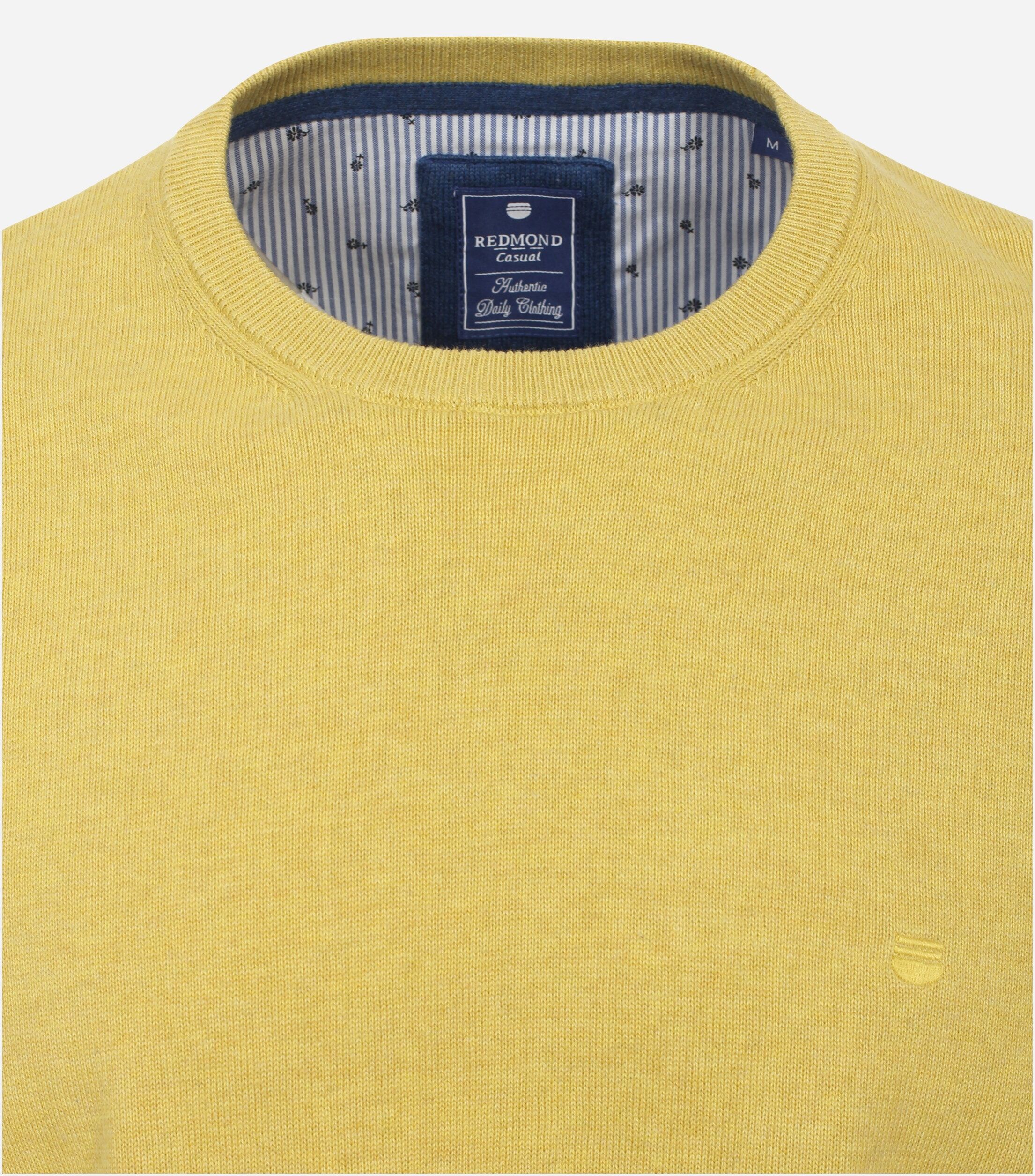 Redmond heren trui katoen, O-hals, geel (middeldik)