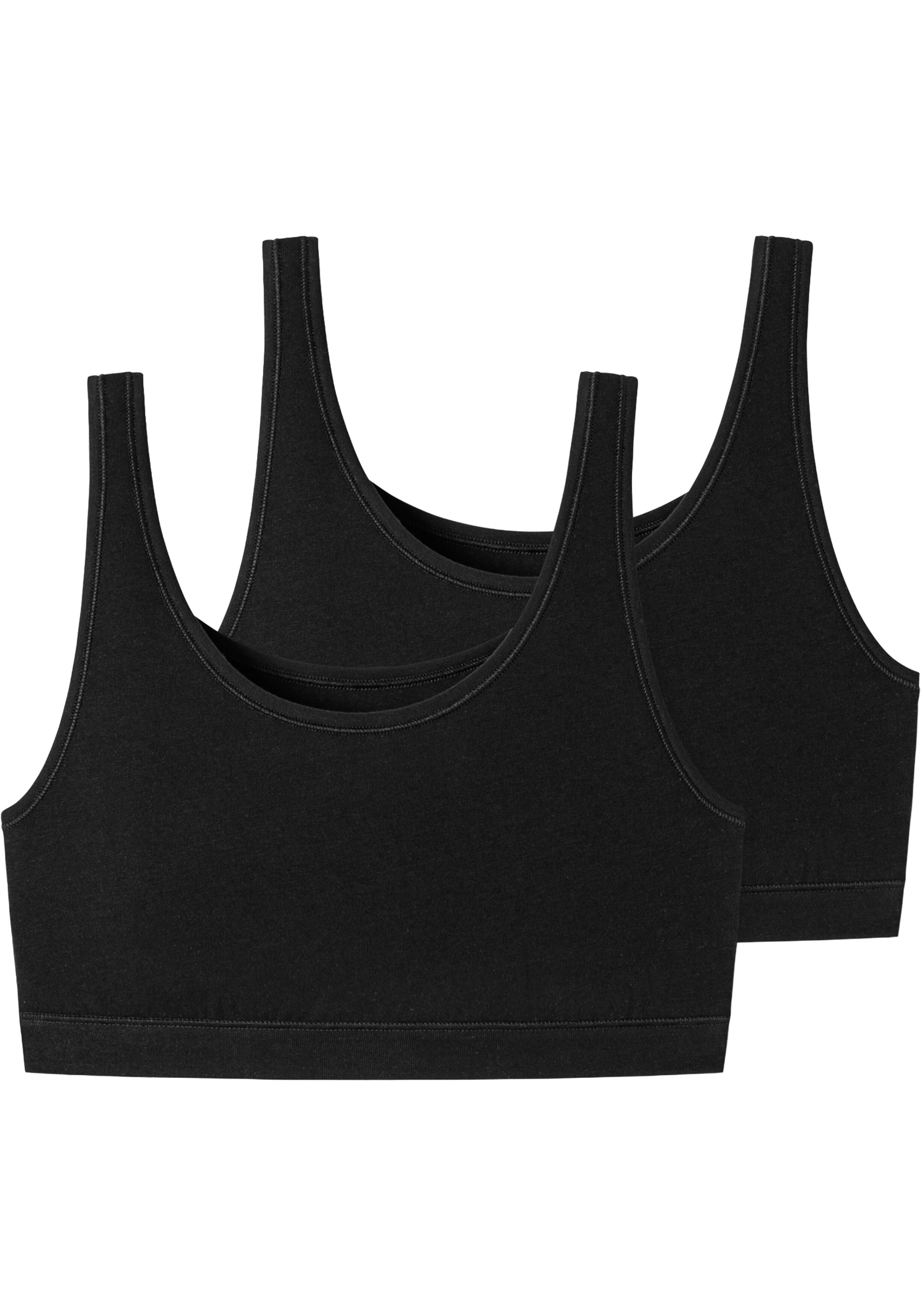 SCHIESSER 95/5 bralette (2-pack), dames bustier zonder cups biologisch katoen zwart