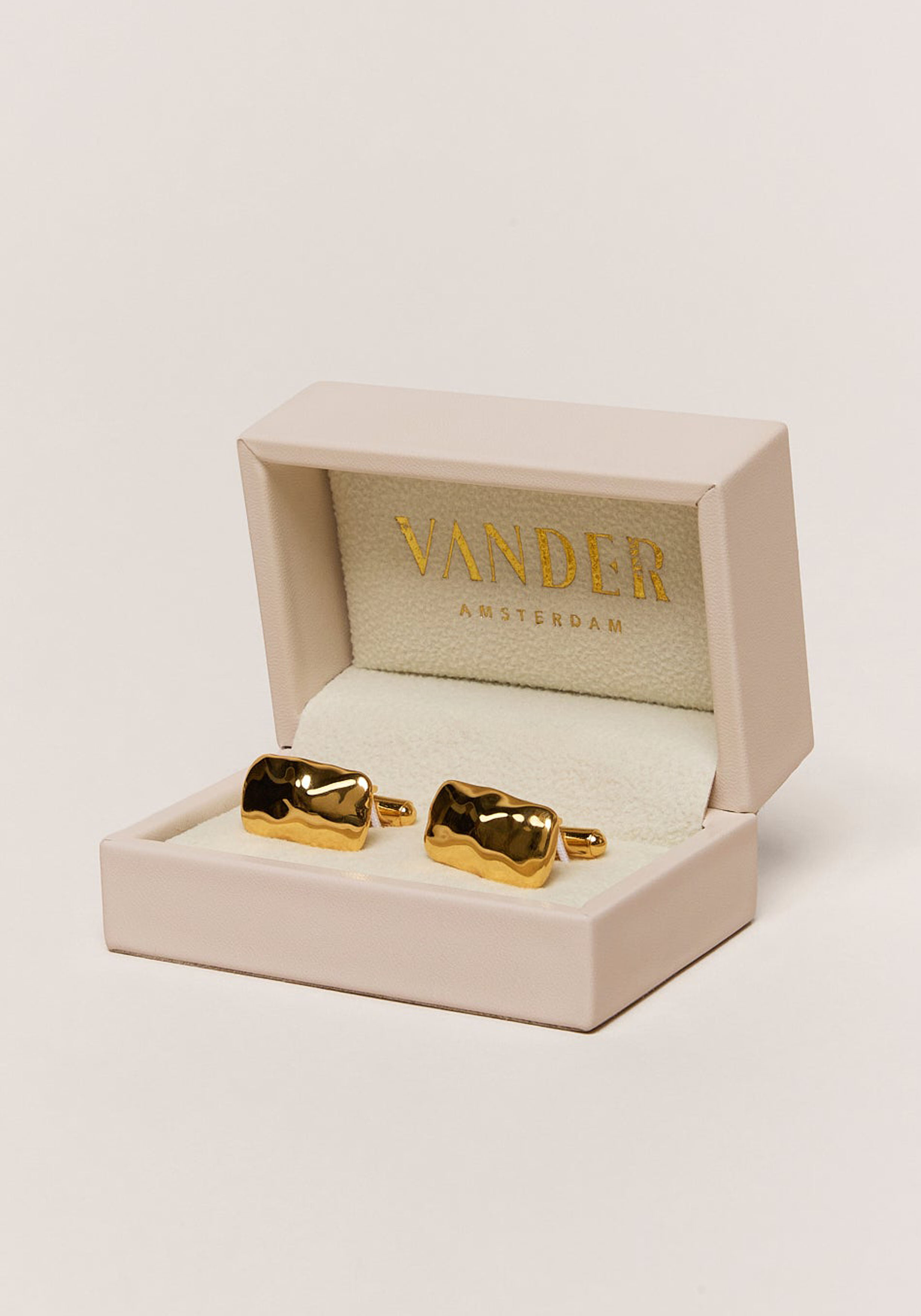 Vander Amsterdam manchetknoop Maxima, RVS, goud
