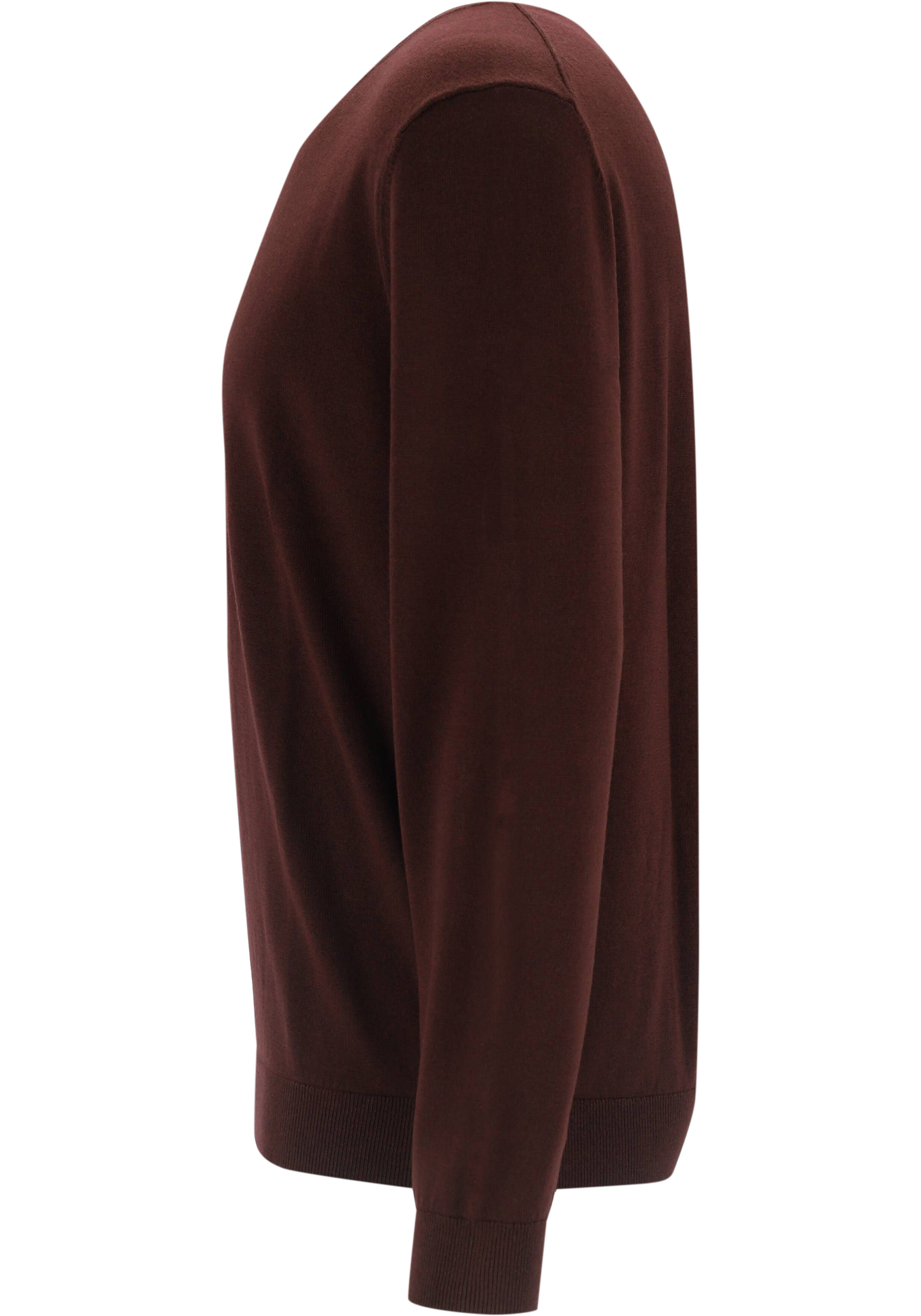 OLYMP Casual modern fit trui wol, O-hals, bordeauxrood