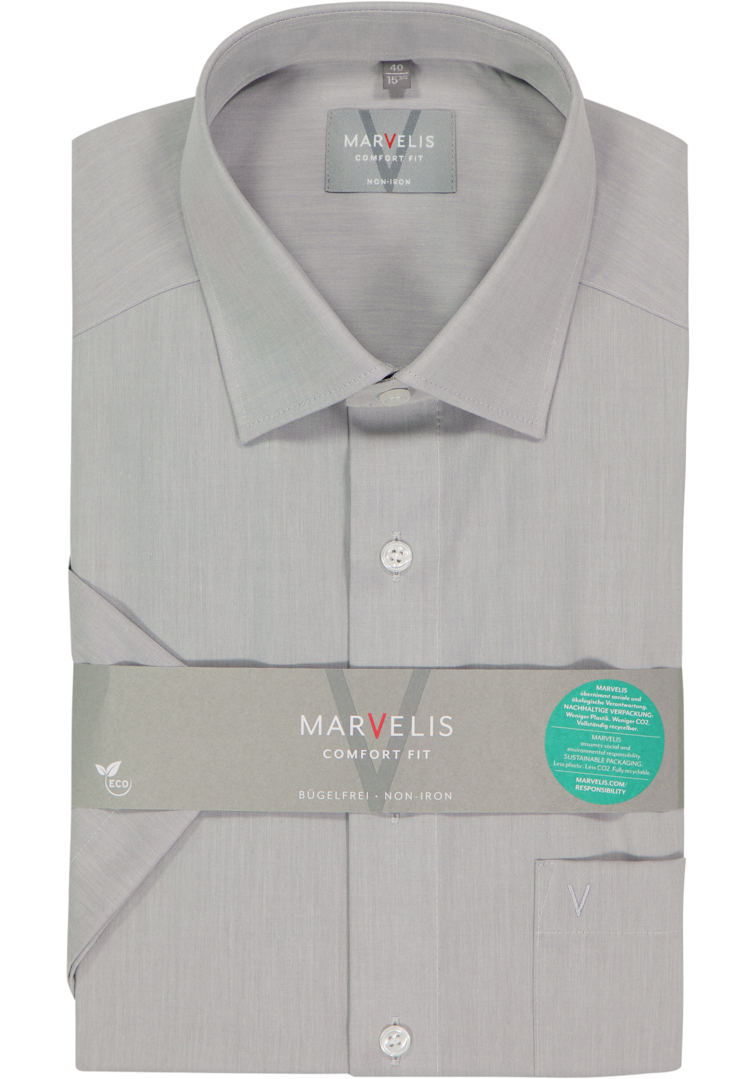 MARVELIS comfort fit overhemd, korte mouw, grijs
