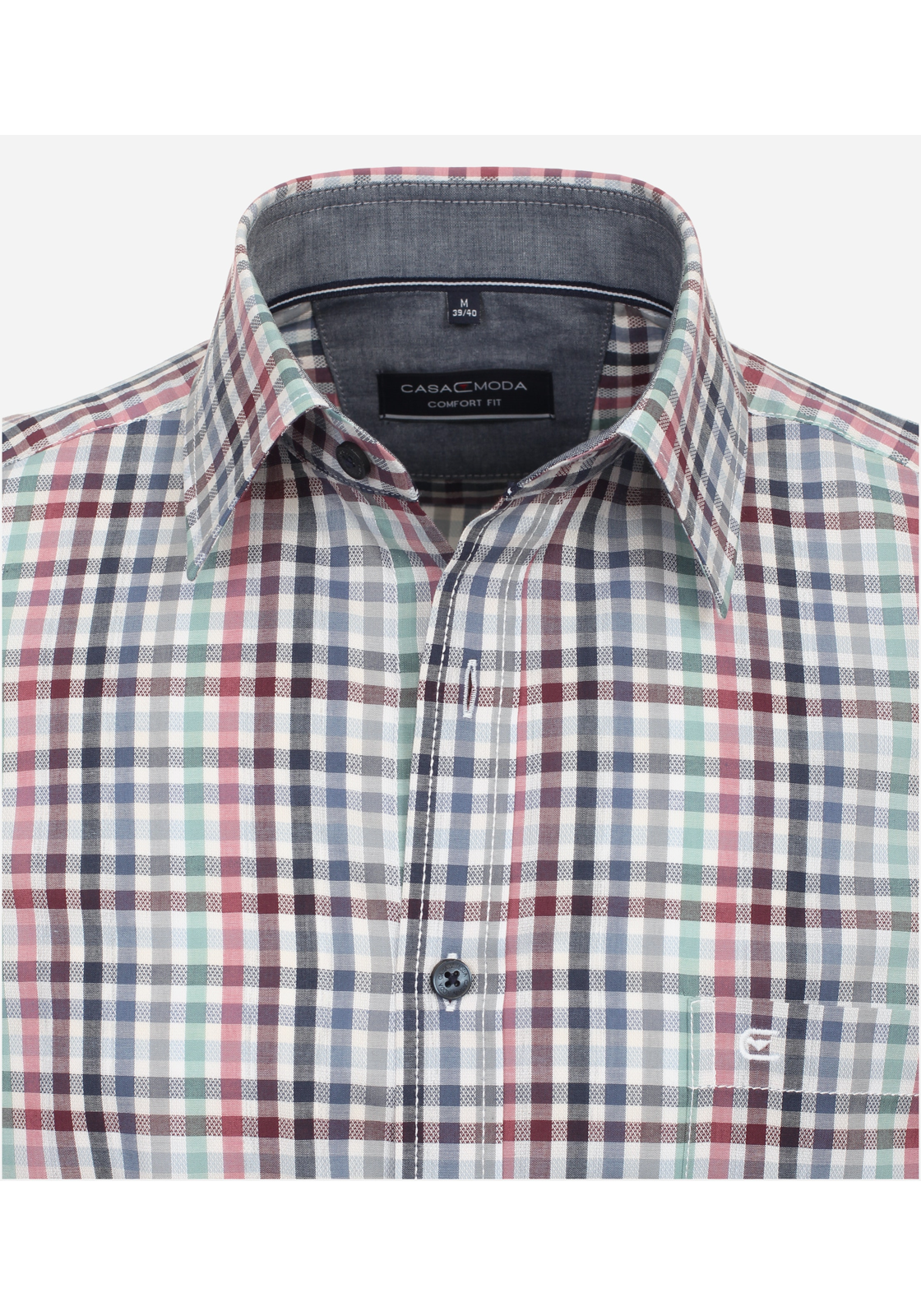 image_4_d0c56da082357e82e58100be07e53d28jpgautoformatbgF3F3F3blend-alpha100blend-colorF3F3F3blend-modedarkenfitclampp CASA MODA Sport comfort fit overhemd, dobby, rood geruit