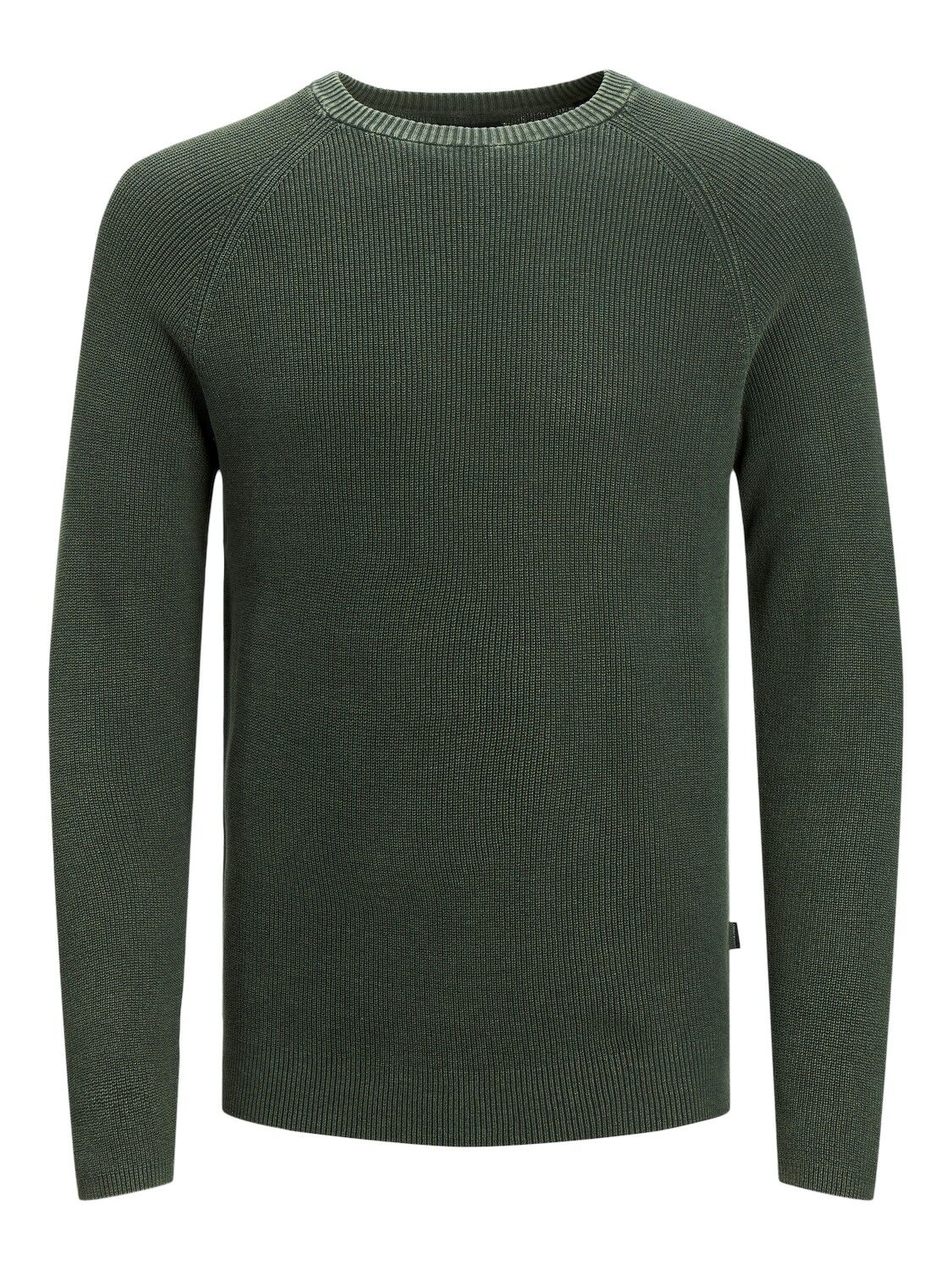 JACK & JONES Matt knit crew neck slim fit, heren pullover katoen met O-hals, groen