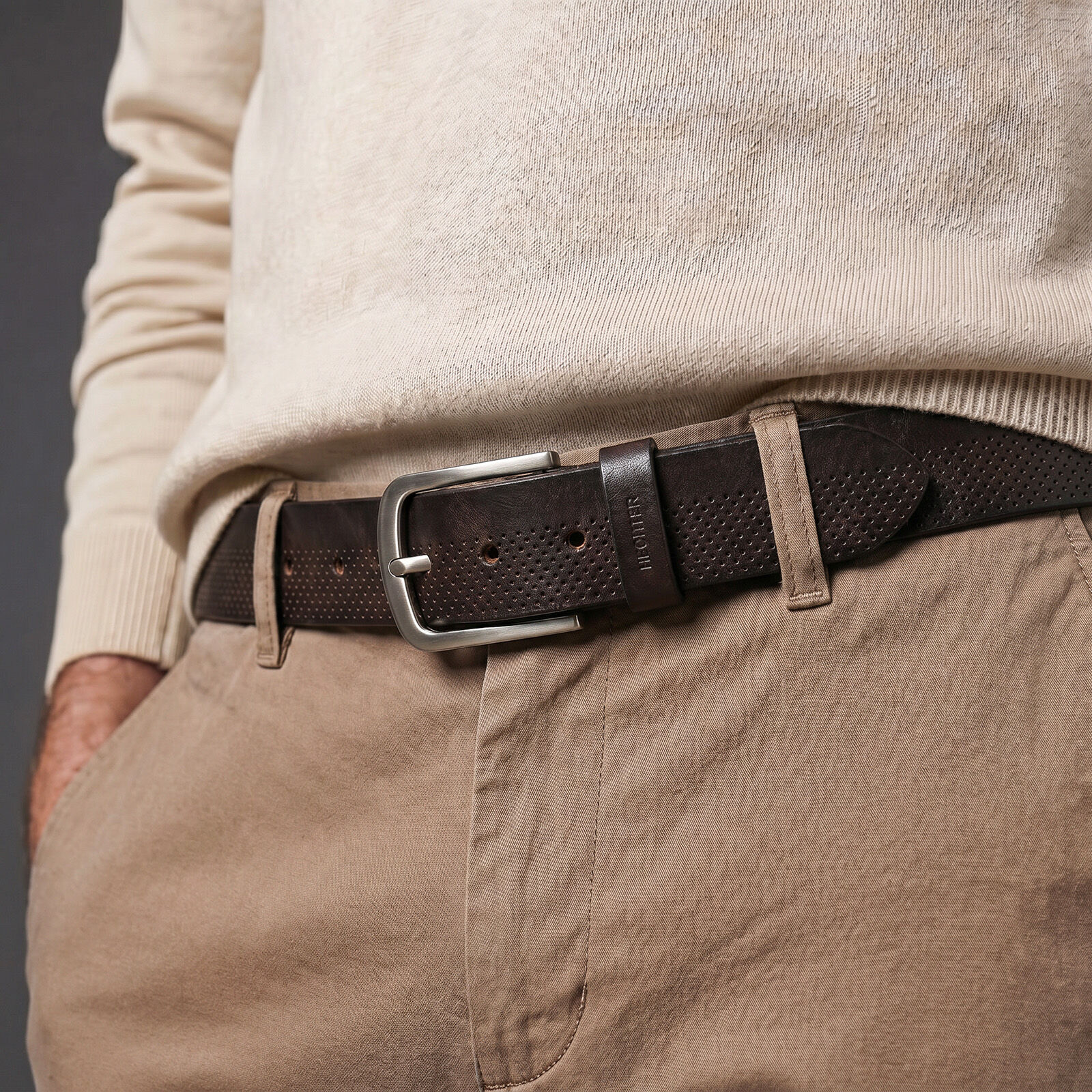 HECHTER leren heren riem, bruin