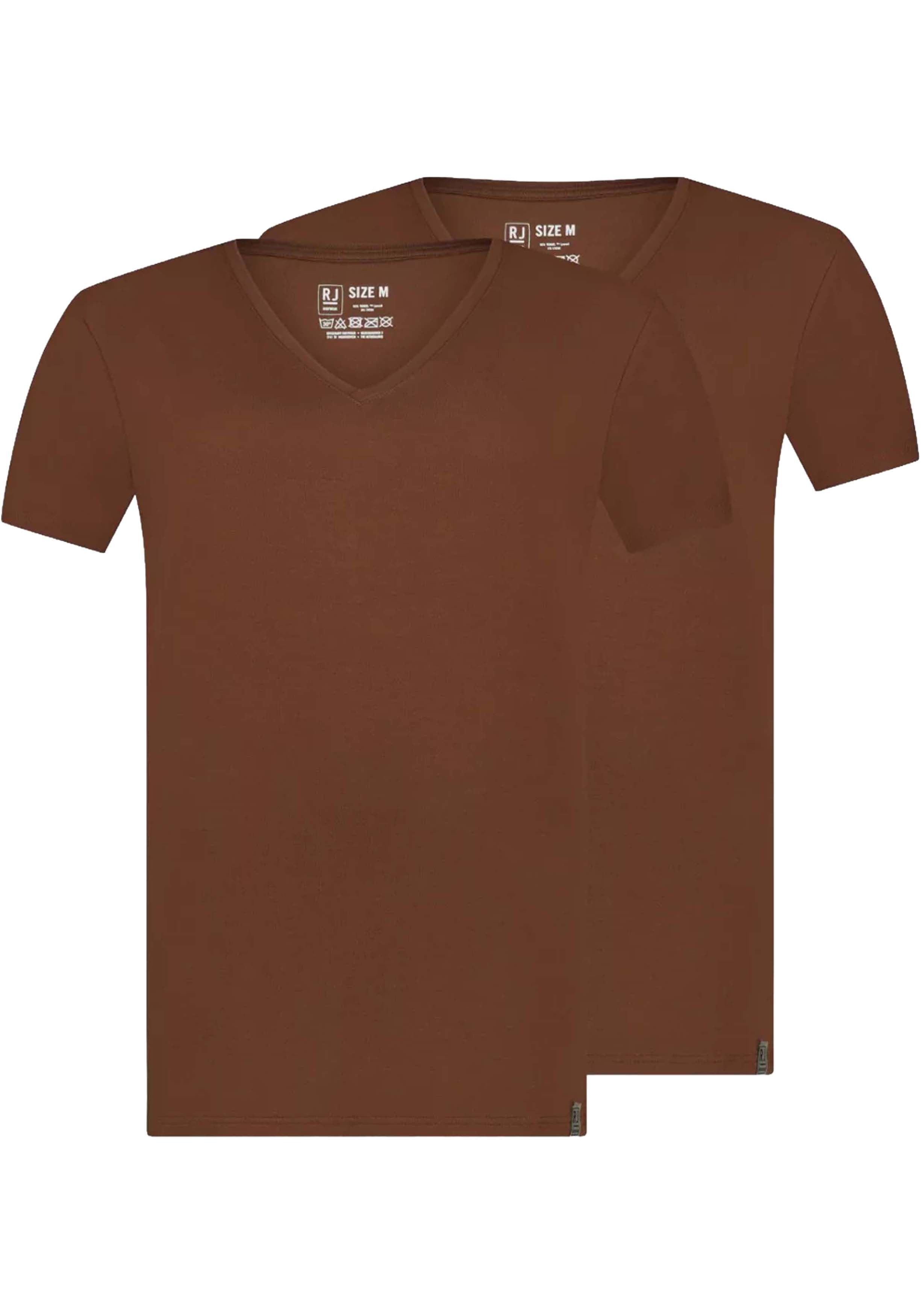RJ Bodywear RJ The Good Life Madrid heren T-shirt (2-pack), T-shirt met V-hals, espresso bruin