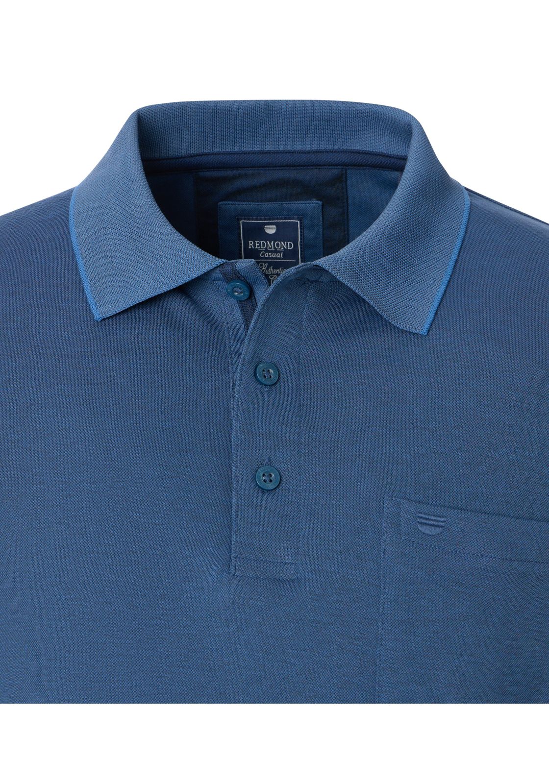 Redmond regular fit polo lange mouw, jersey, blauw - 912111-113 Redmond regular fit polo lange mouw, jersey, blauw - 912111-113
