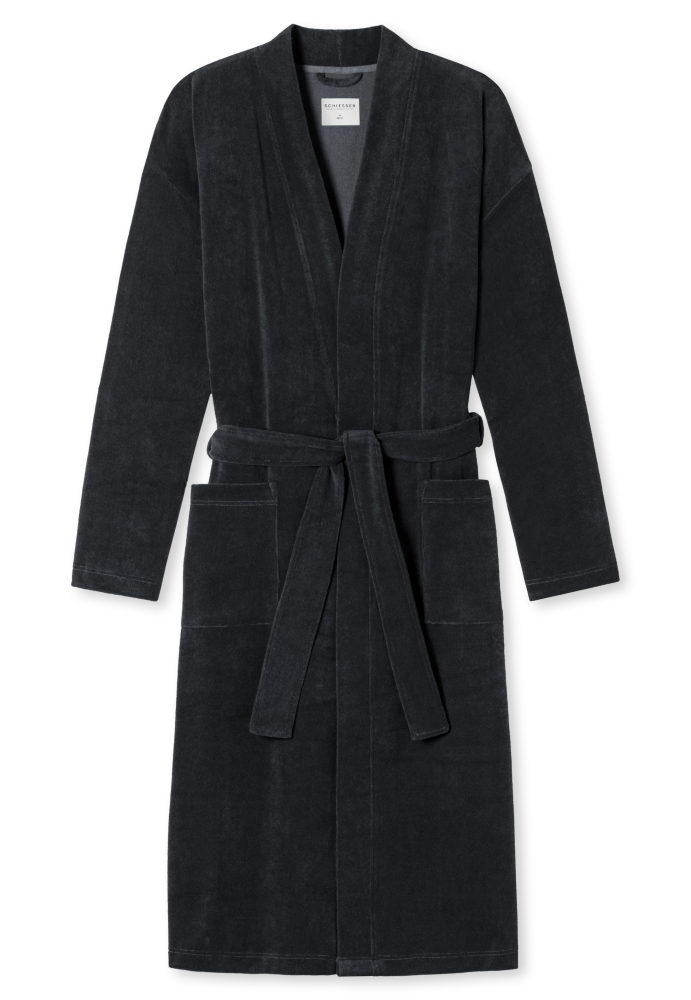 SCHIESSER Feather Terry Badjas, heren badjas, antraciet