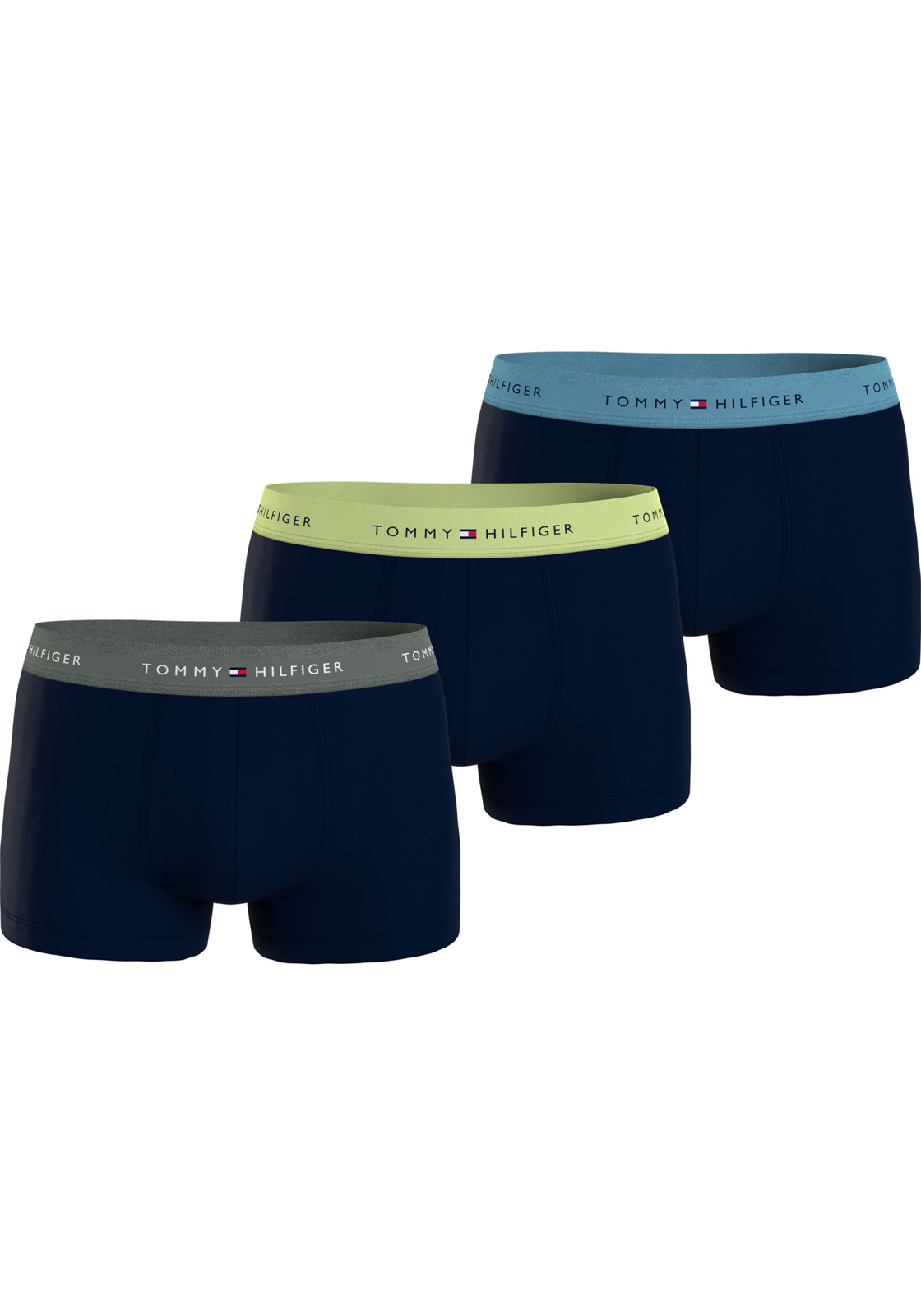 1-8720646368617-tommy_hilfiger-ondergoed_HR Tommy Hilfiger trunk (3-pack), heren boxers normale lengte, blauw met gekleurde tailleband