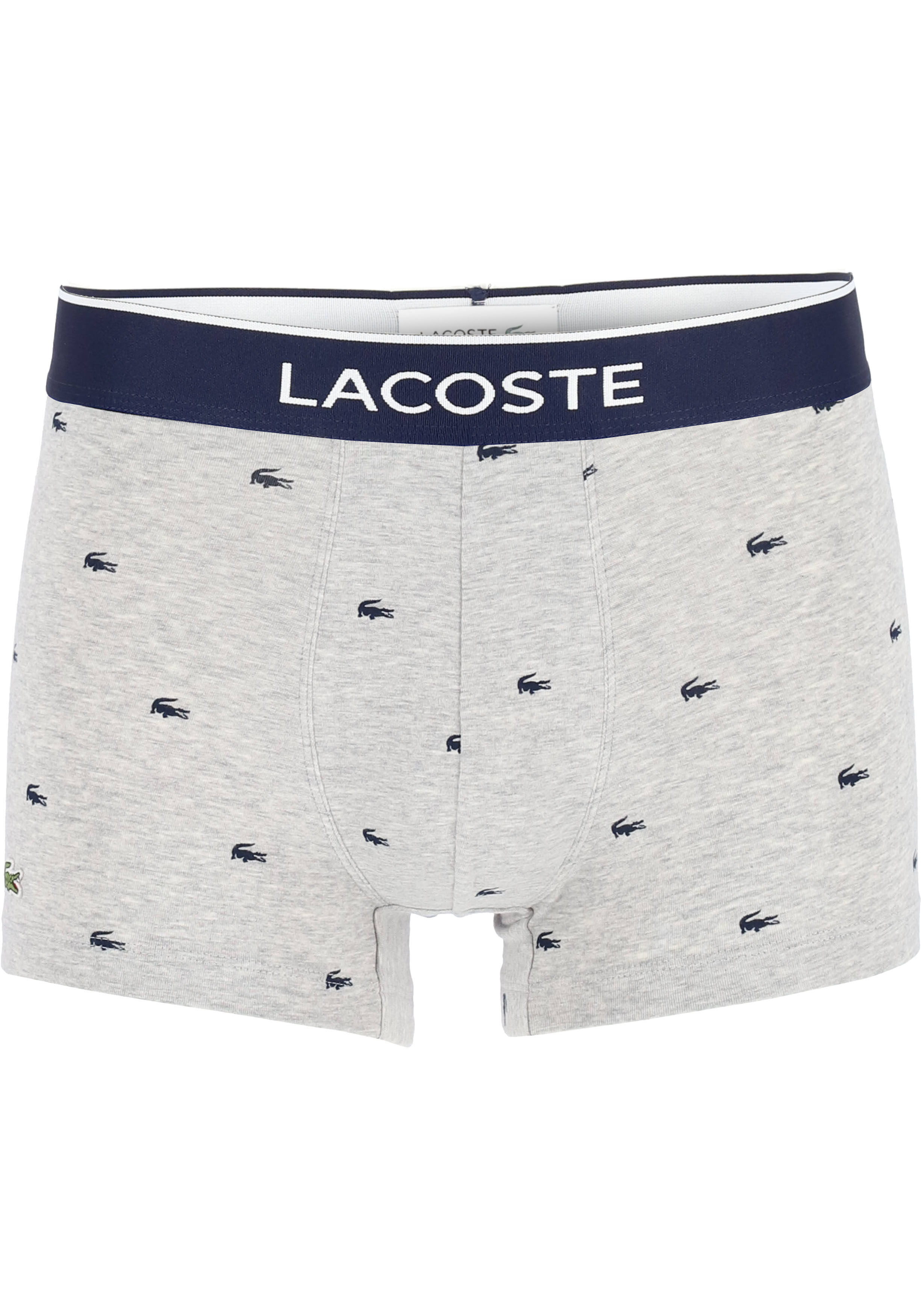 Lacoste Boxer Trunks (3-pack), heren boxers kort, grijs en blauw met logo en uni rood